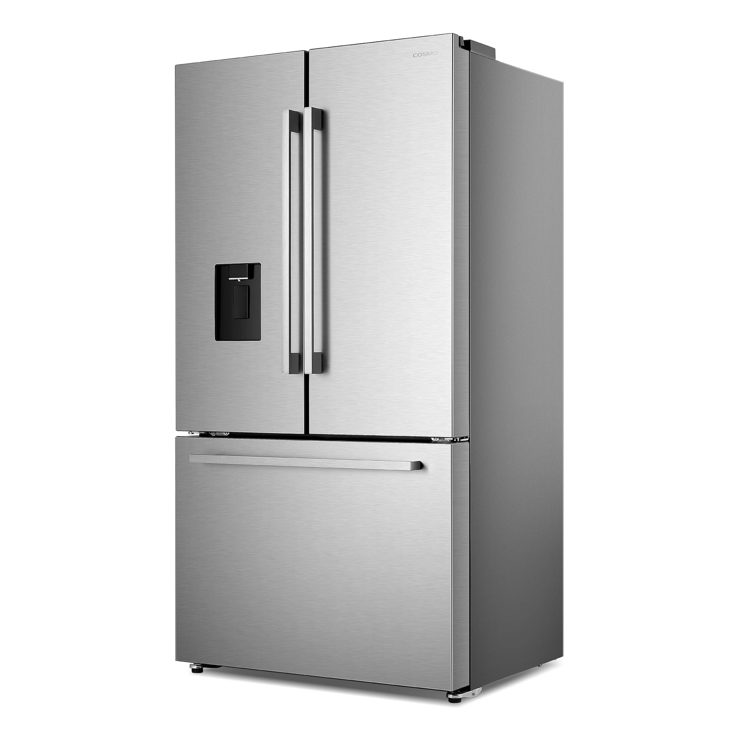 COSMO COS-FDR223GWSS 36 in. Lumin Collection 22.4 cu. ft. Counter Depth French Door Refrigerator, Water Dispenser, Ice Maker, Stainless Steel