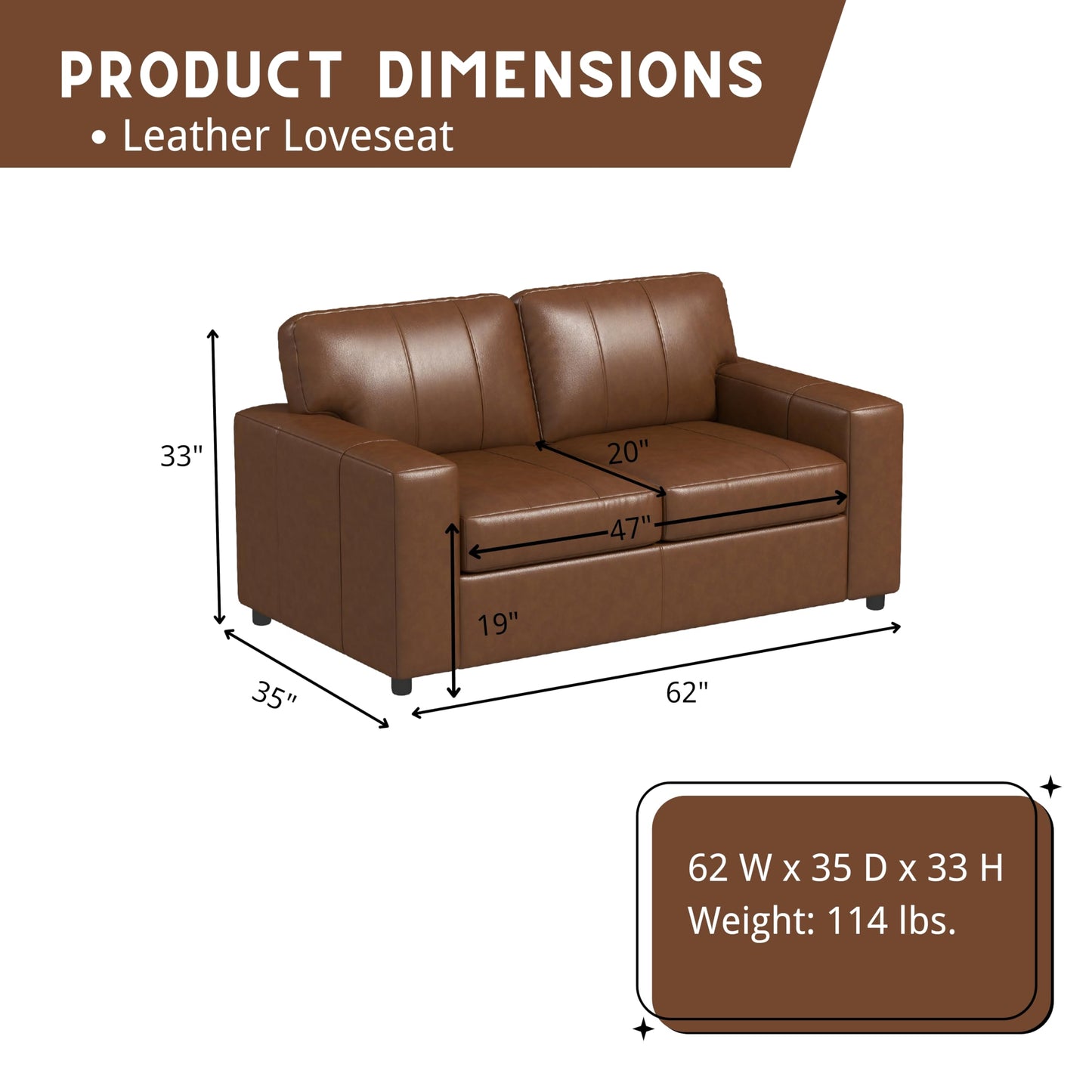 Roundhill Furniture Sakan Leather Upholstered 2-Piece Living Room Set, Sofa and Loveseat, Caramel