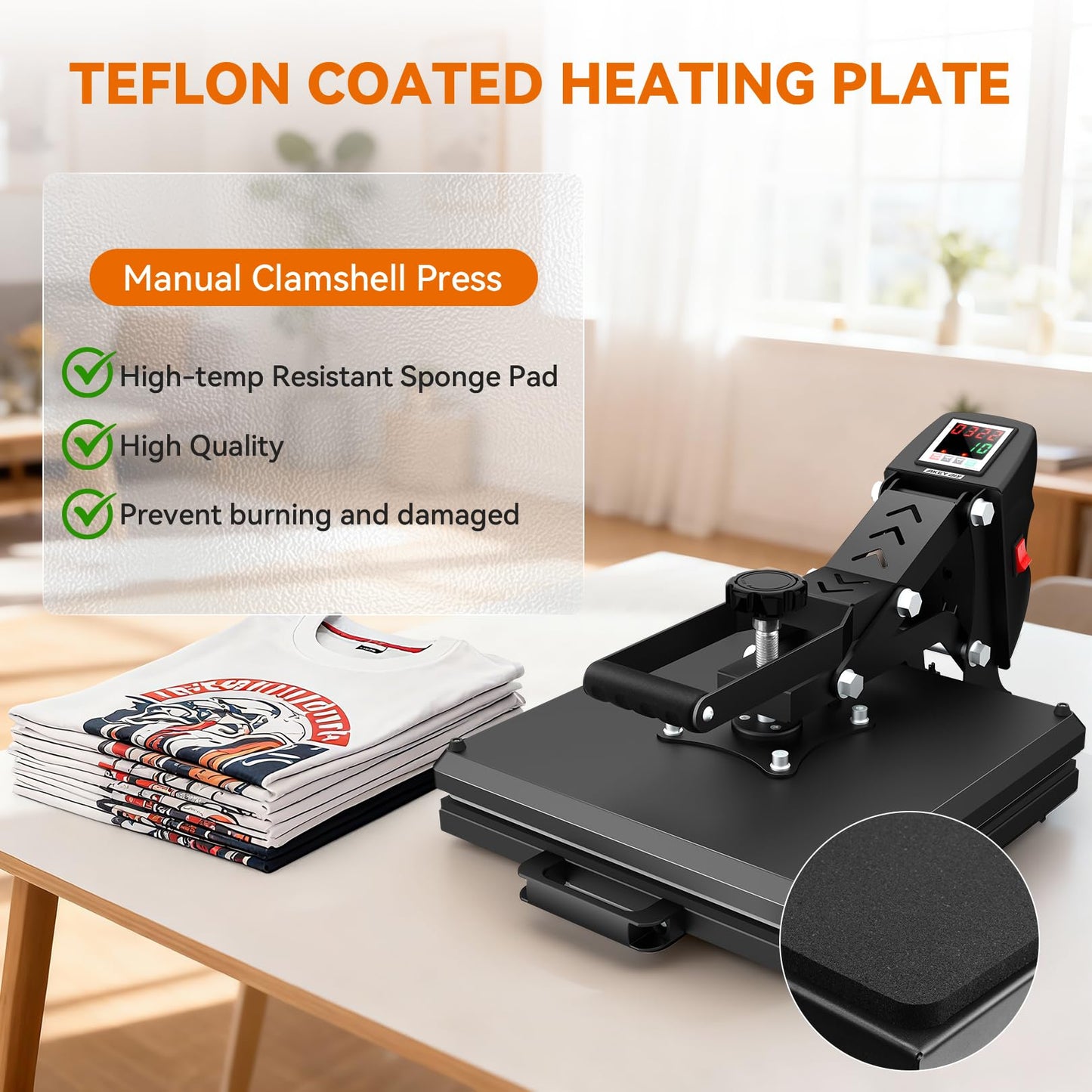 AKEYDIY Heat Press 15x15, Digital Shirt Press Heat Up Fast & Even, Pro Pull Out Heat Press Lower Platen Slide Out Heat Transfer Sublimation Heat Press Machine for Tshirts, Pillow, Pad, Bag, Black