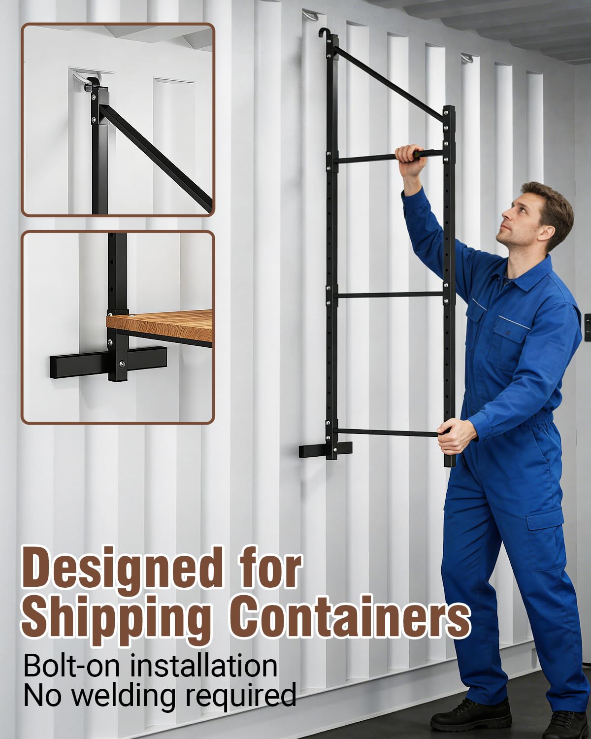 Lupar Heavy Duty Shipping Container Shelving Brackets, 3-Layer Cargo Container Shelves Shelf for DIY Storage System, Steel Rack Support for Tools Equipment Garage Farm Workshop, Sets of 4