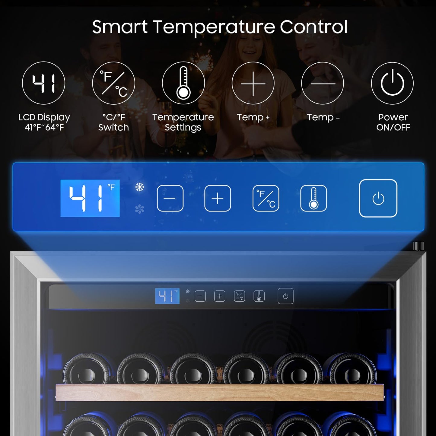 Vushine 24 Inch Wine Cooler, Wine fridge Freestanding or Built-In with Door Lock, Suitable for Mixed 158 Bottles Sizes, Low Noise Operation (14.4cu.ft)