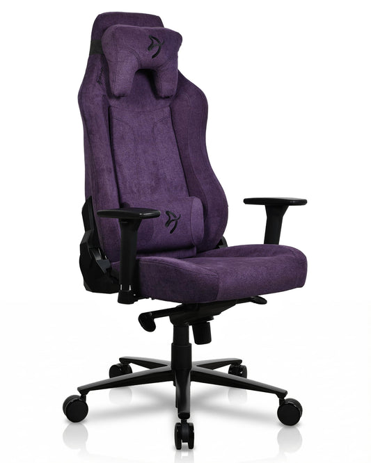 Arozzi Vernazza Gaming Chair - Soft Fabric Gaming Chairs for Adults Adjustable Height, Large Spacious Seat & Backrest with Support Pillows - Swedish Design Home Office Computer Chairs, Purple