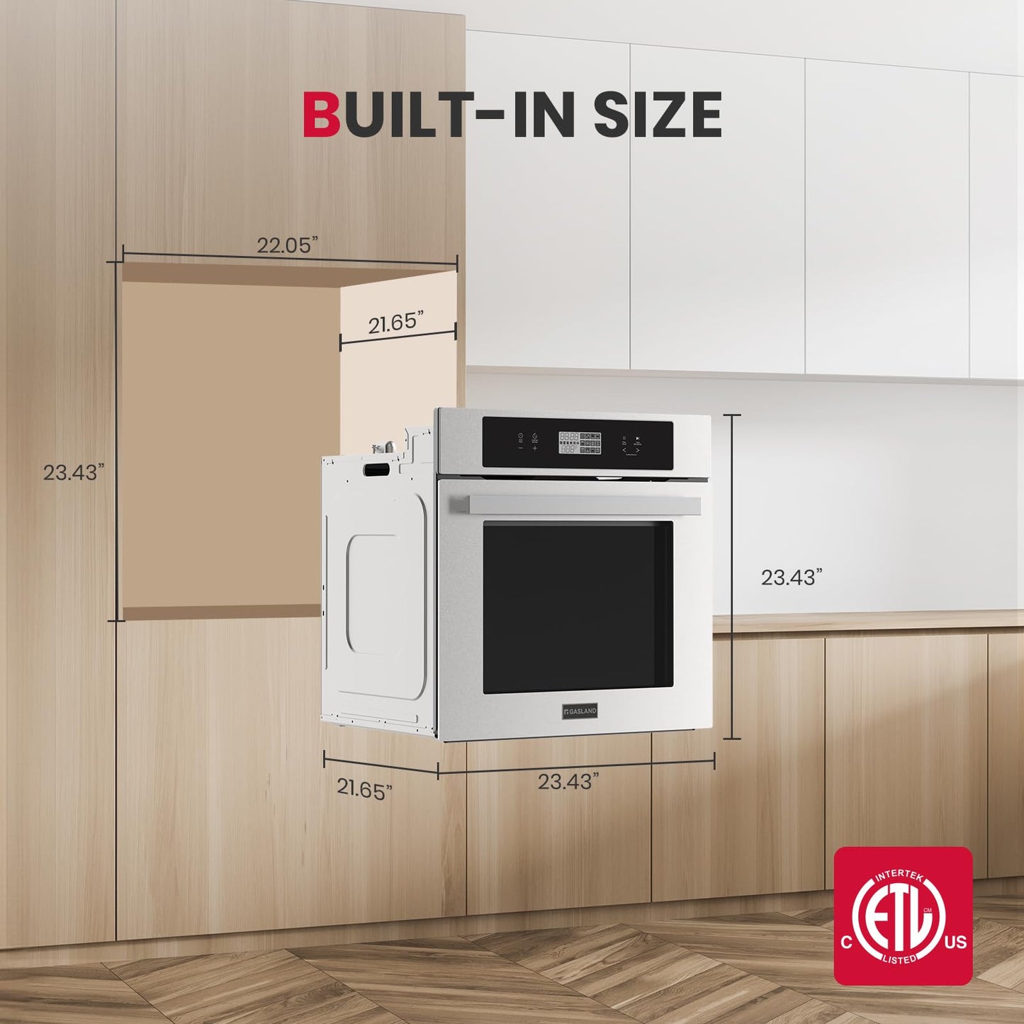 GASLAND 24 Inch Electric Wall Oven, ETL Certified 2.6 Cu.ft Built-in Oven, 11 Cooking Functions, 3D Heating, Convection Wall Oven with Rotisserie, Touch Control, Safety Lock, Stainless Steel