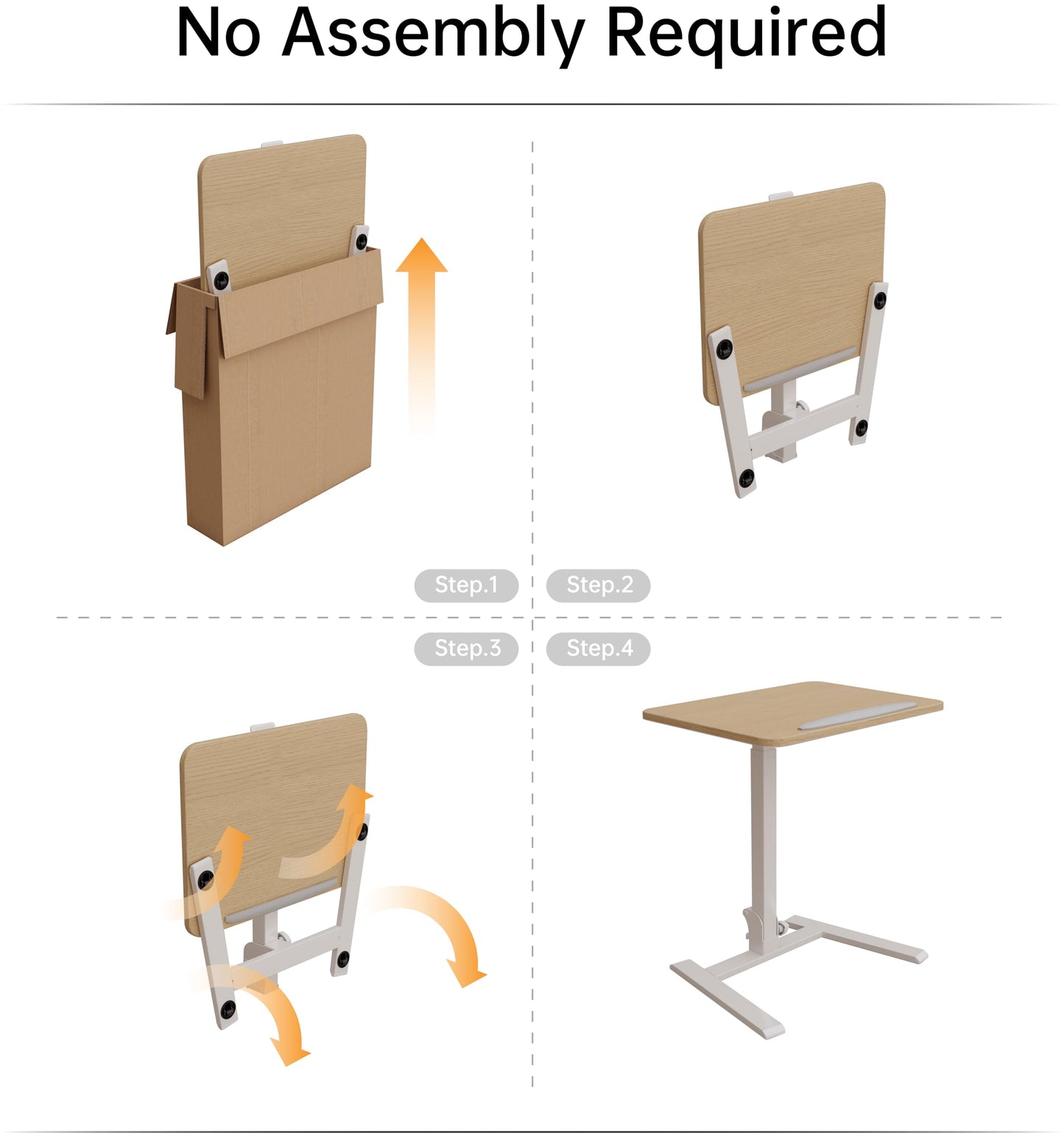 alawooder 25 Inch Mobile Folding Desk - No Assembly, Pneumatic Sit-Stand, 29-42" Height Adjustable Rolling Laptop Desk with Hidden Wheels, 0-90° Tilt Top for Home Office, Craft & Study