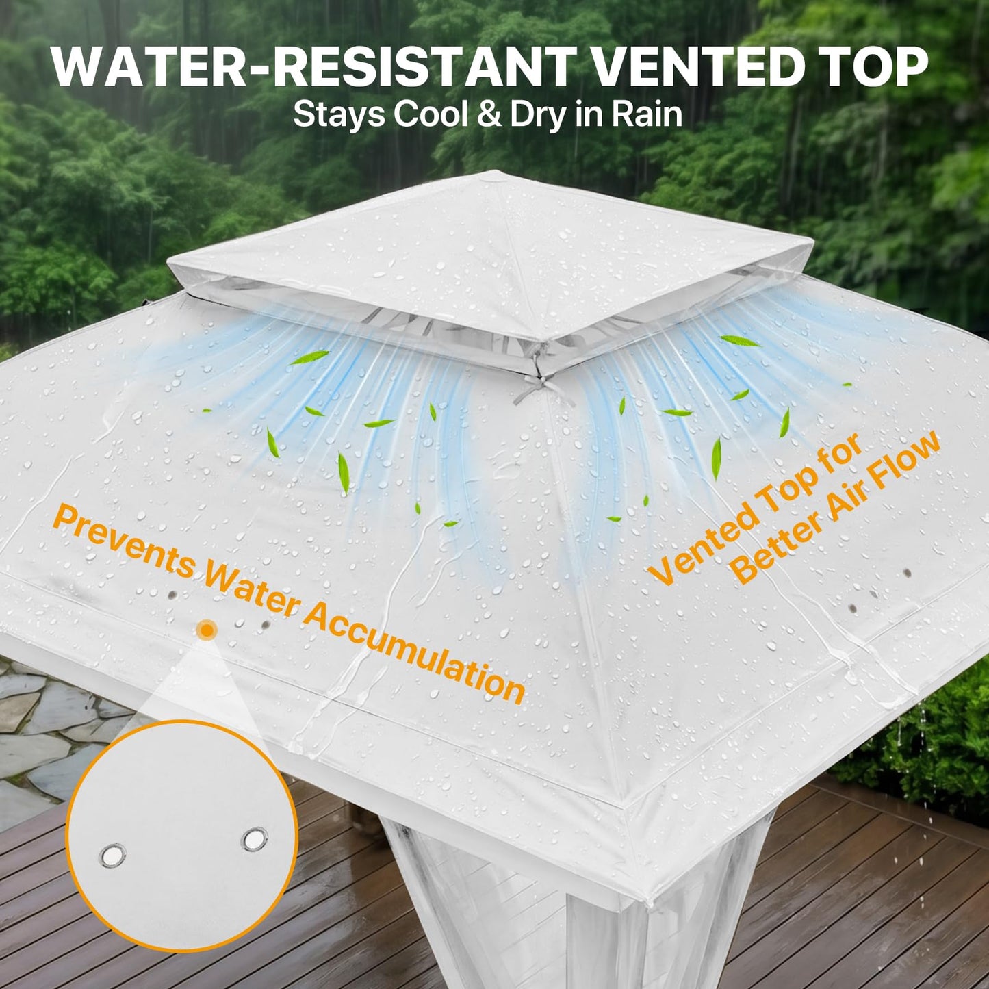 COOS BAY 11x11 Pop Up Gazebo with Mesh Netting, Instant Outdoor Canopy Tent, Water Resistant Shelter with UPF 50+ UV Protection, 121 Sq Ft Coverage, White