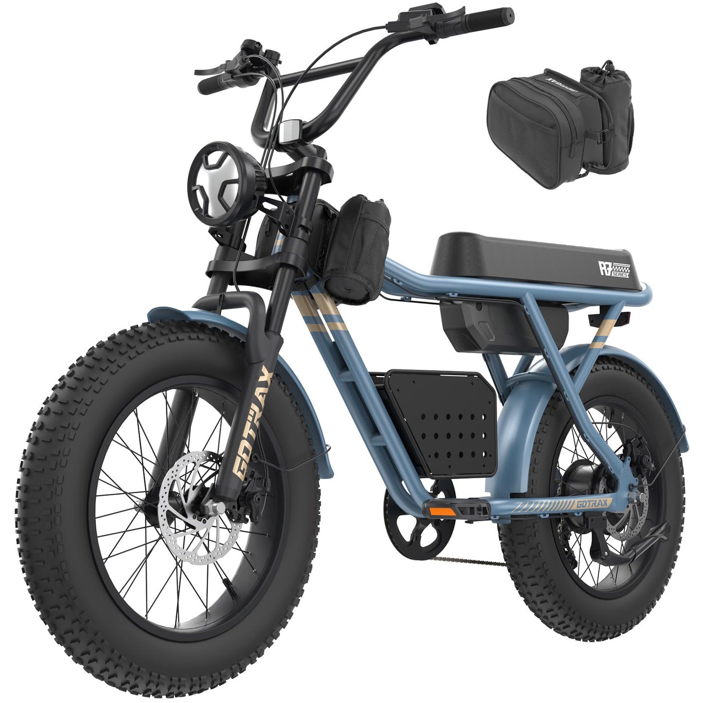 Gotrax R7 Electric Bike for Adults, 750W Motor, 25mph, Max 45-Mile Range, 20" Fat Tire, UL Certified, 48V Removable Battery, Oversized Padded Seat, Basket&Frame Bag, Easy Assembly for City&All-Terrain