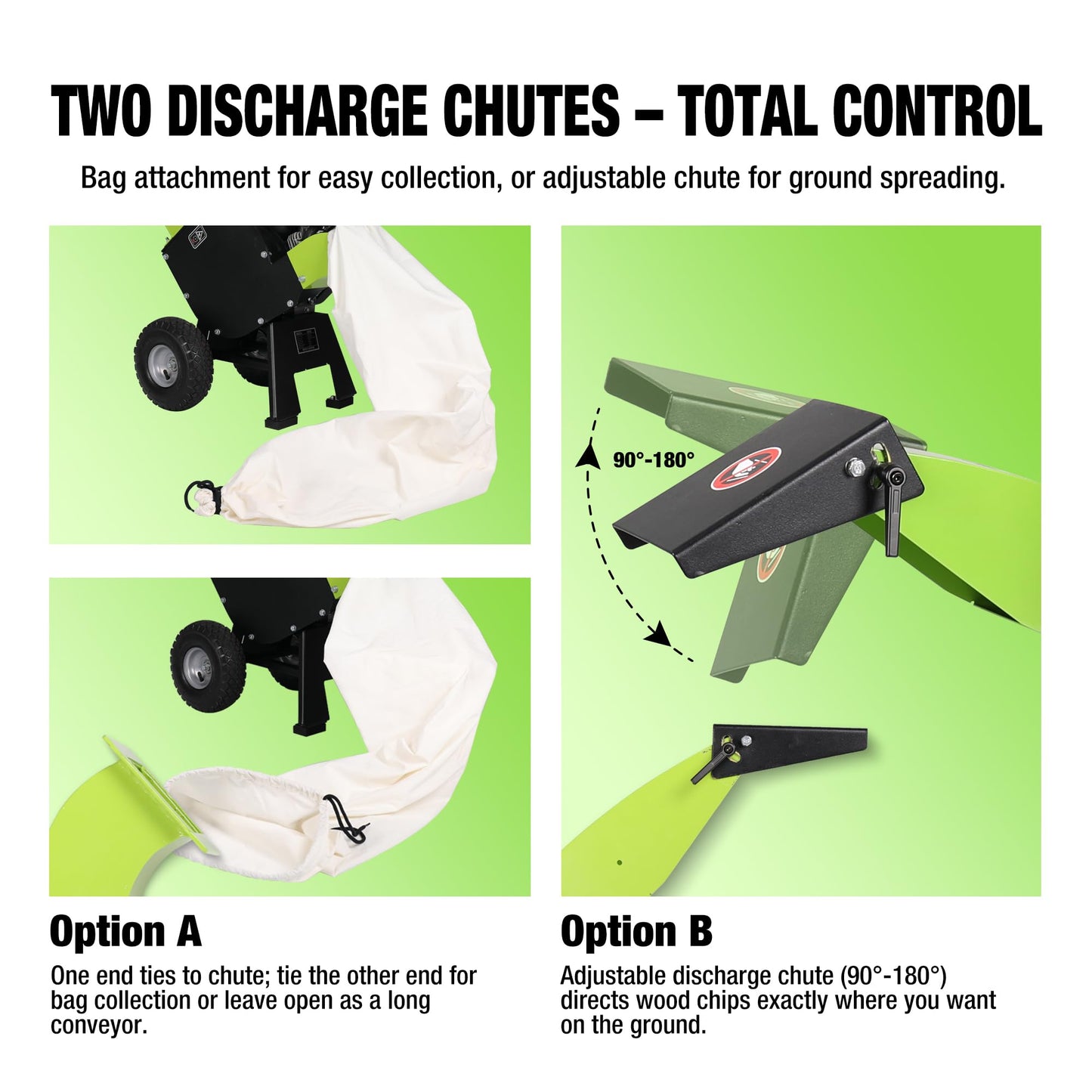 BETTERI Wood Chipper Gas Powered 7HP, 212CC Mulcher Chipper Shredder w/Bag