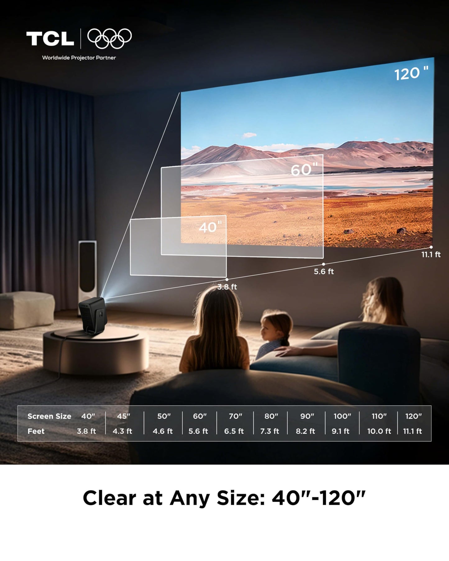TCL C1 Smart Projector 4K Support, Compatible with Google TV, WiFi and Bluetooth, Auto Focus/Keystone, 1080P HDR10, Dolby Audio, 285° Rotation Mini LCD Projector for Bedroom/Home Theater/Outdoor,Black