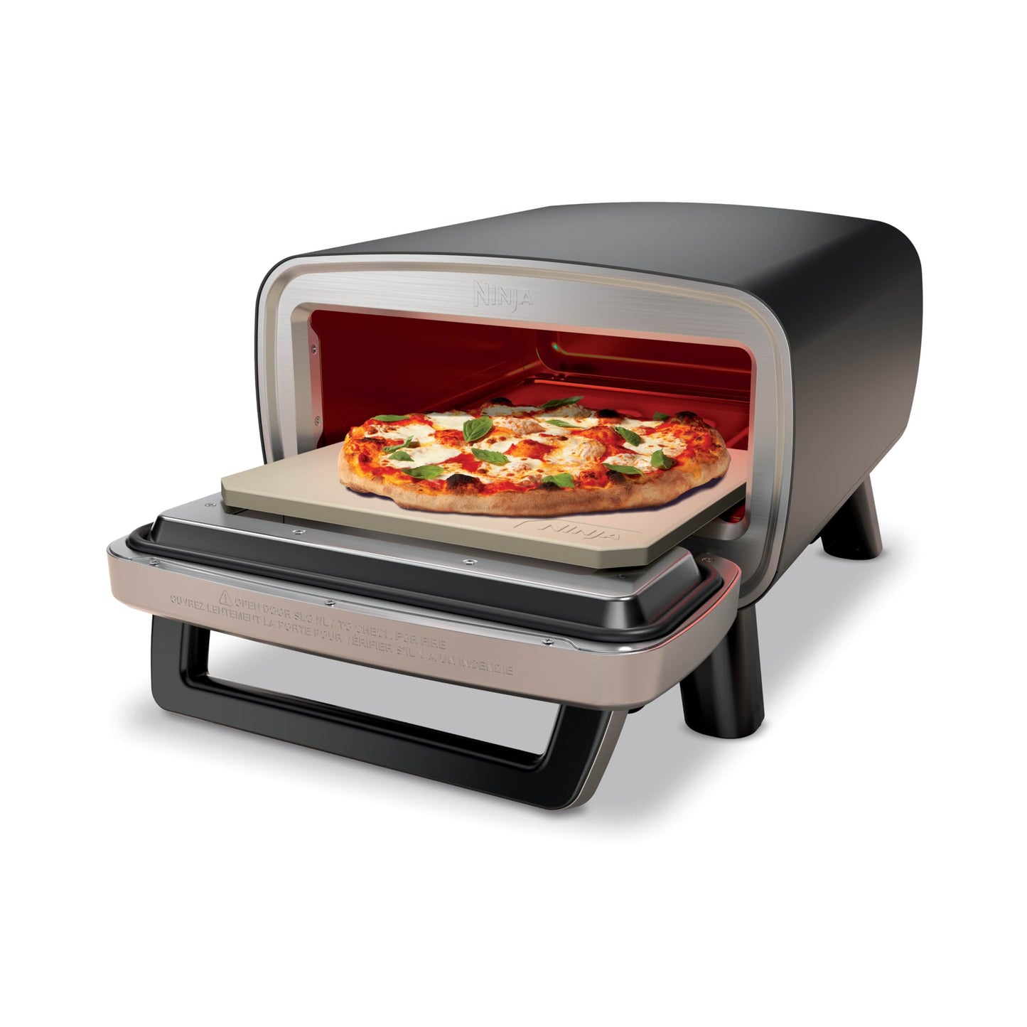 Ninja Artisan Electric Outdoor Pizza Oven with Stone | 12-inch Pizza in 3-minutes | 700F Max Temp | 5-in-1 Functionality – Pizza, Bake, Broil, Proof & Warm | Makes Full Meals | Gray | MO201