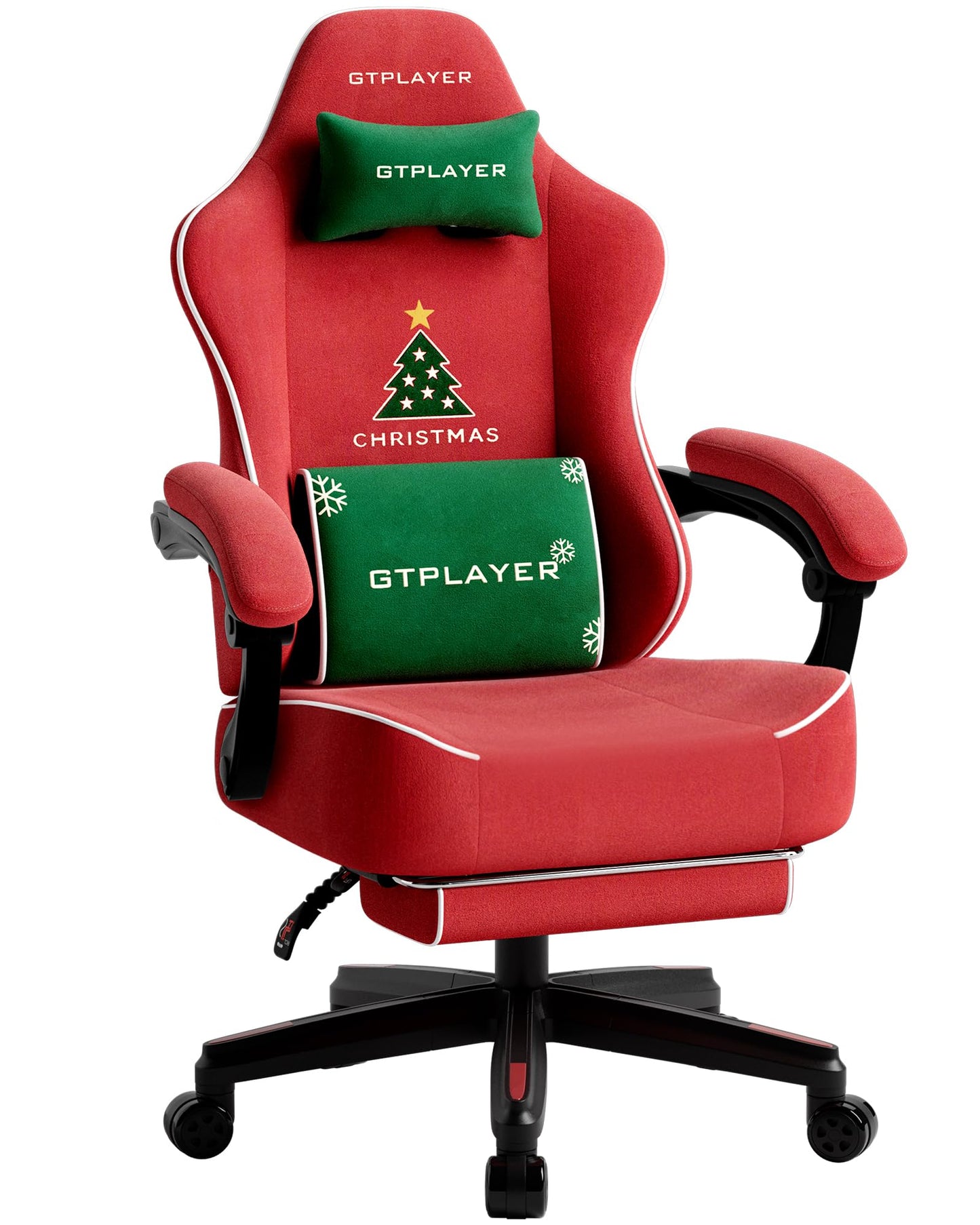 GTPLAYER Gaming Chair, Video Game Chairs with Footrest, PC Gamer Chairs for Adults - Padded High Back Ergonomic Reclining Silla Gamer, Linkage Armrest, Ace Pro, Christmas (Velvet)