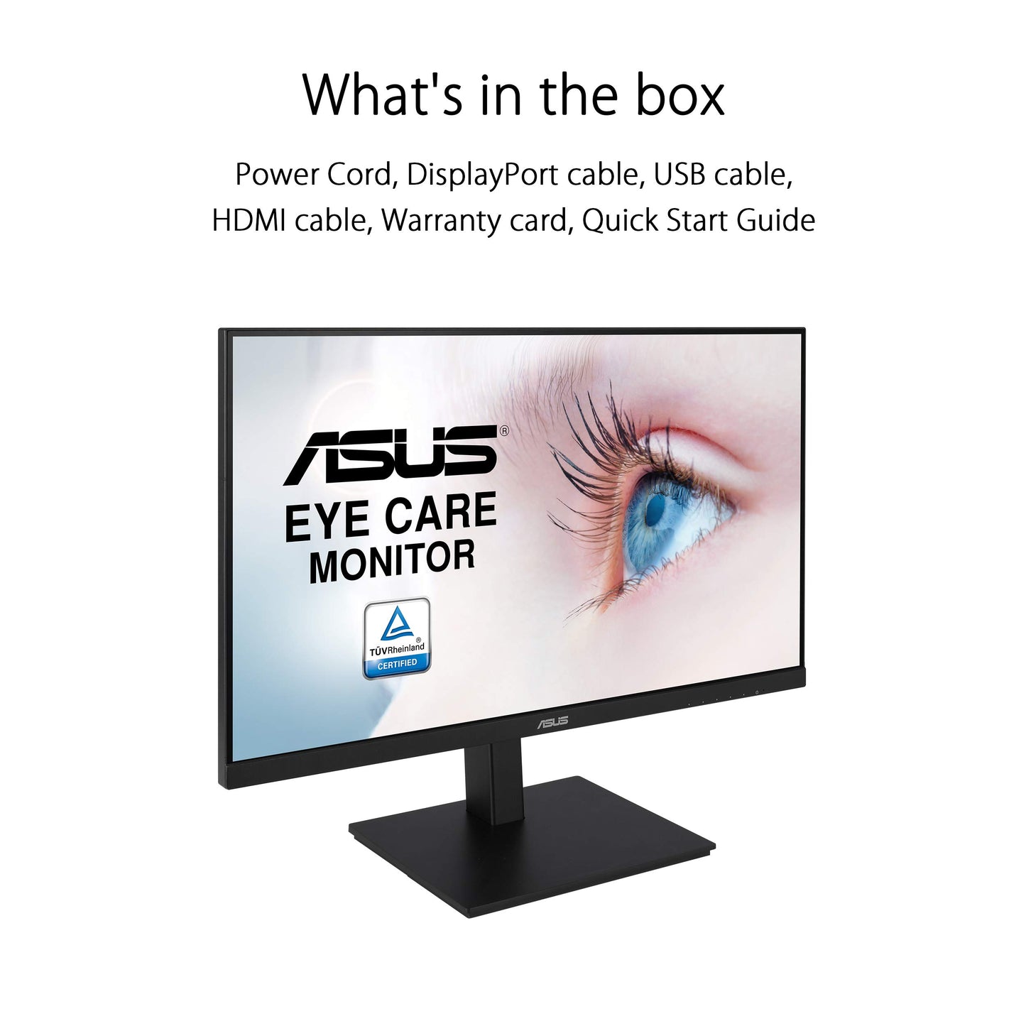ASUS VA27DQSB 27” Monitor, 1080P Full HD, 75Hz, IPS, Adaptive-Sync, Eye Care, HDMI DisplayPort VGA USB Hub, Frameless, Ergonomic Design, VESA Wall Mountable,Black