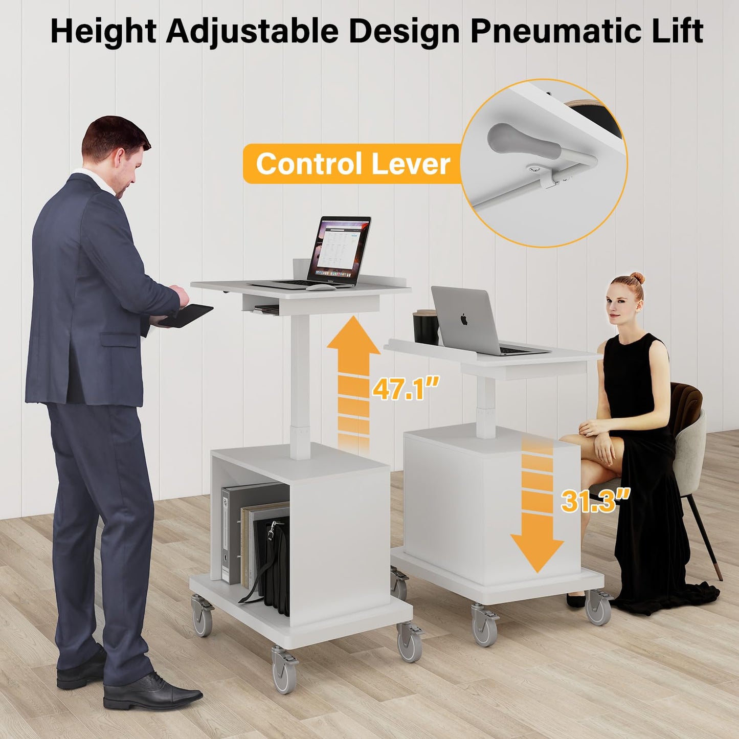 Natwind Mobile Workstation,Teachers Podium with Drawer & Open Cabinet