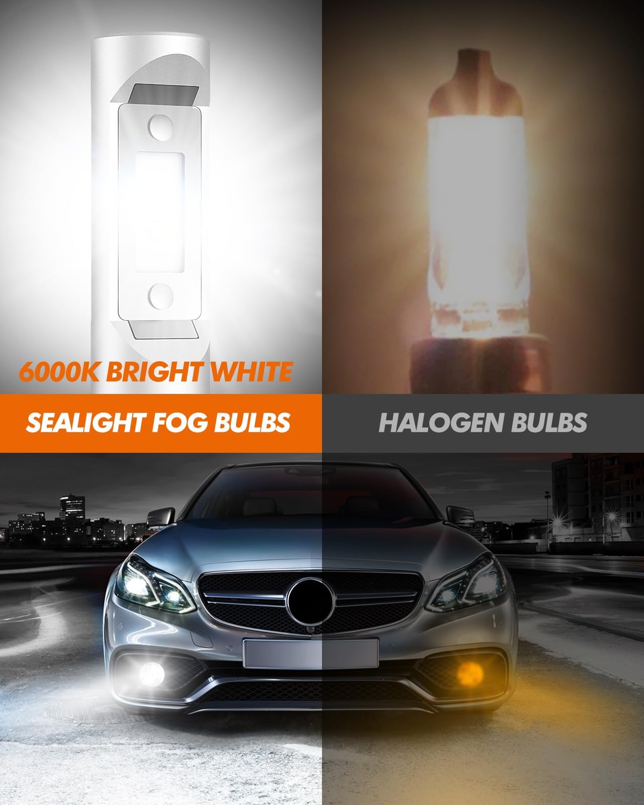 SEALIGHT 9006 HB4 Light Bulbs, 40000LM, 6500K White, 1:1 Size, Canbus Ready, Pack of 2