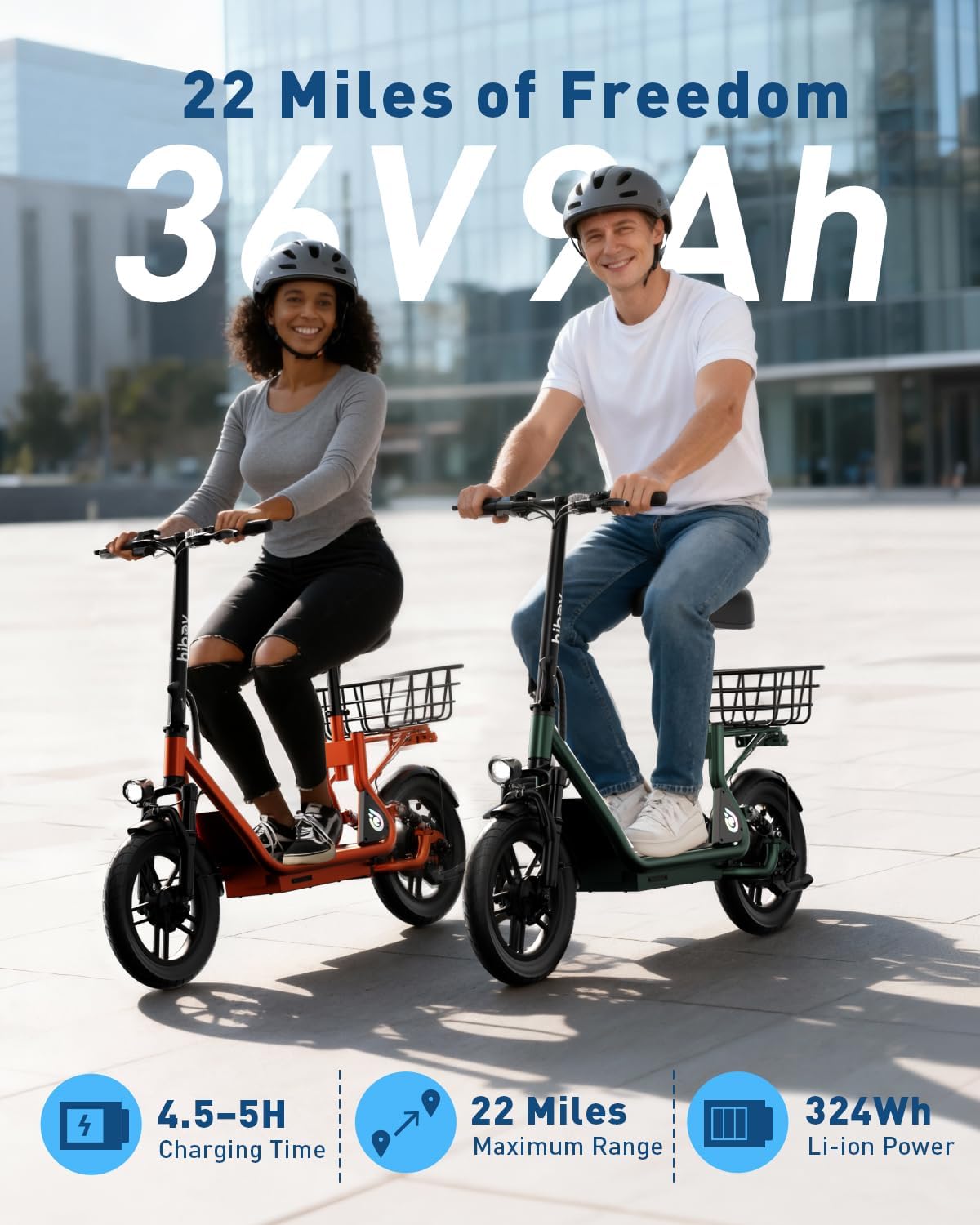 Hiboy Q2 Adult Electric Scooter with Seat – 500W Motor, 22mi Range, 14" Wheels, Dual Suspension, Neon Lights, Foldable for Commute, Green