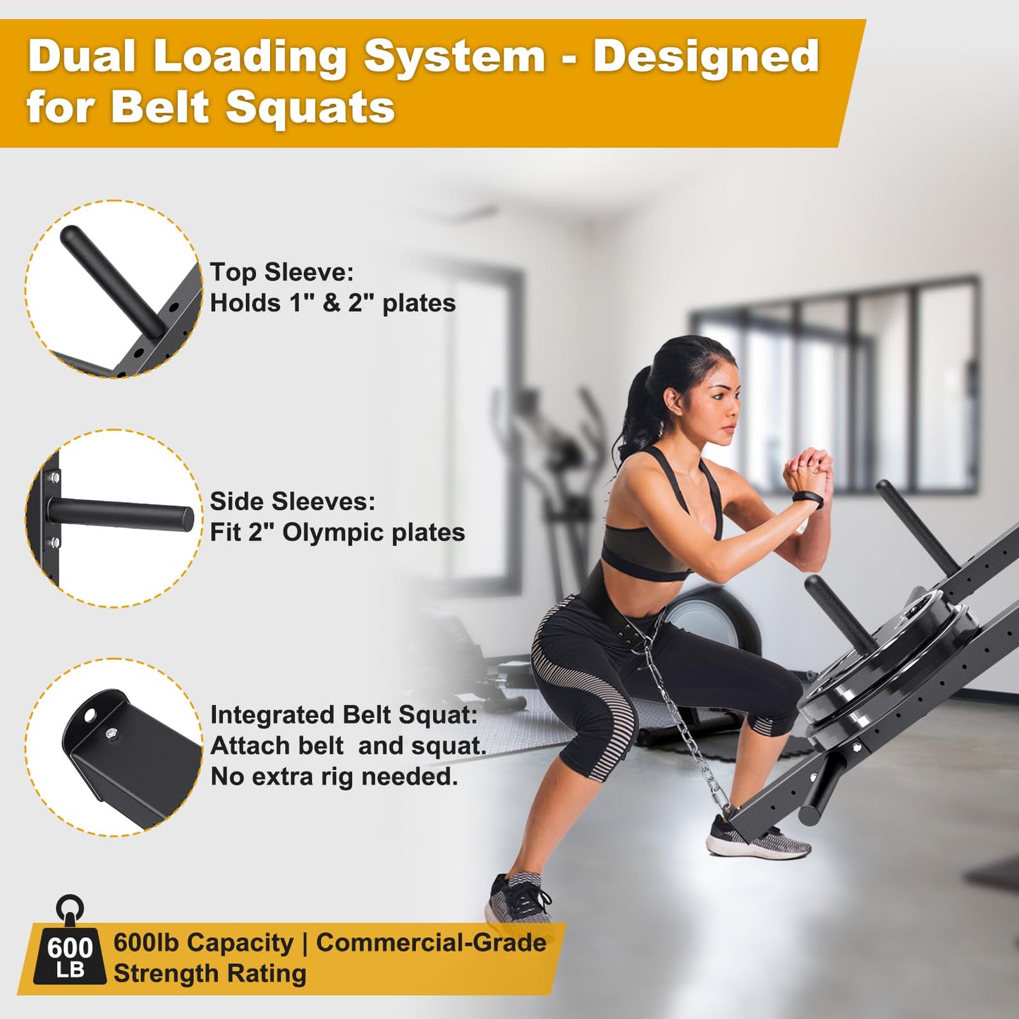 Kipika Power Rack Jammer Arms - Adjustable Height & Angle Lever Arm System for 3x3 Power Cages with 5/8" or 1" Holes - Fits 2-Inch Olympic Plates - 1 Pair (for 3" x 3" Racks with 5/8" or 1" Holes)