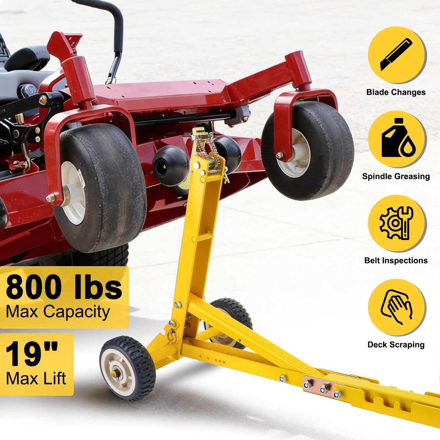 Lawn Mower Jack 800LBS Capacity, Zero Turn Mower Jack Lift Foldable Heavy-Duty for Commercial or Push Mowers, ZTR