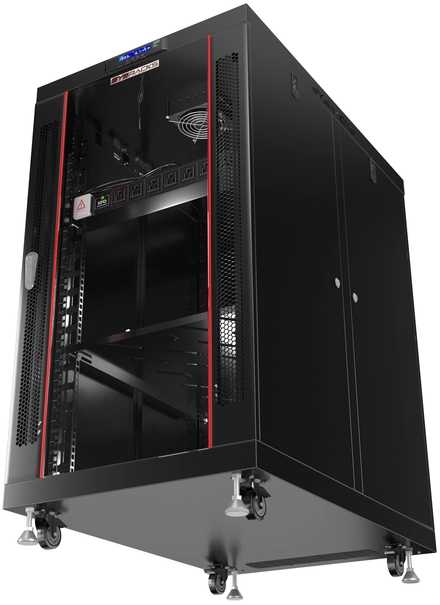 Sysracks 18U Premium Rack Mount Server 35" Depth Deep Network Cabinet, Server Rack with Fan, Removable Side Panels, Locking Glass Door Computer Cabinet Enclosure Network Rack Case PR 18.900