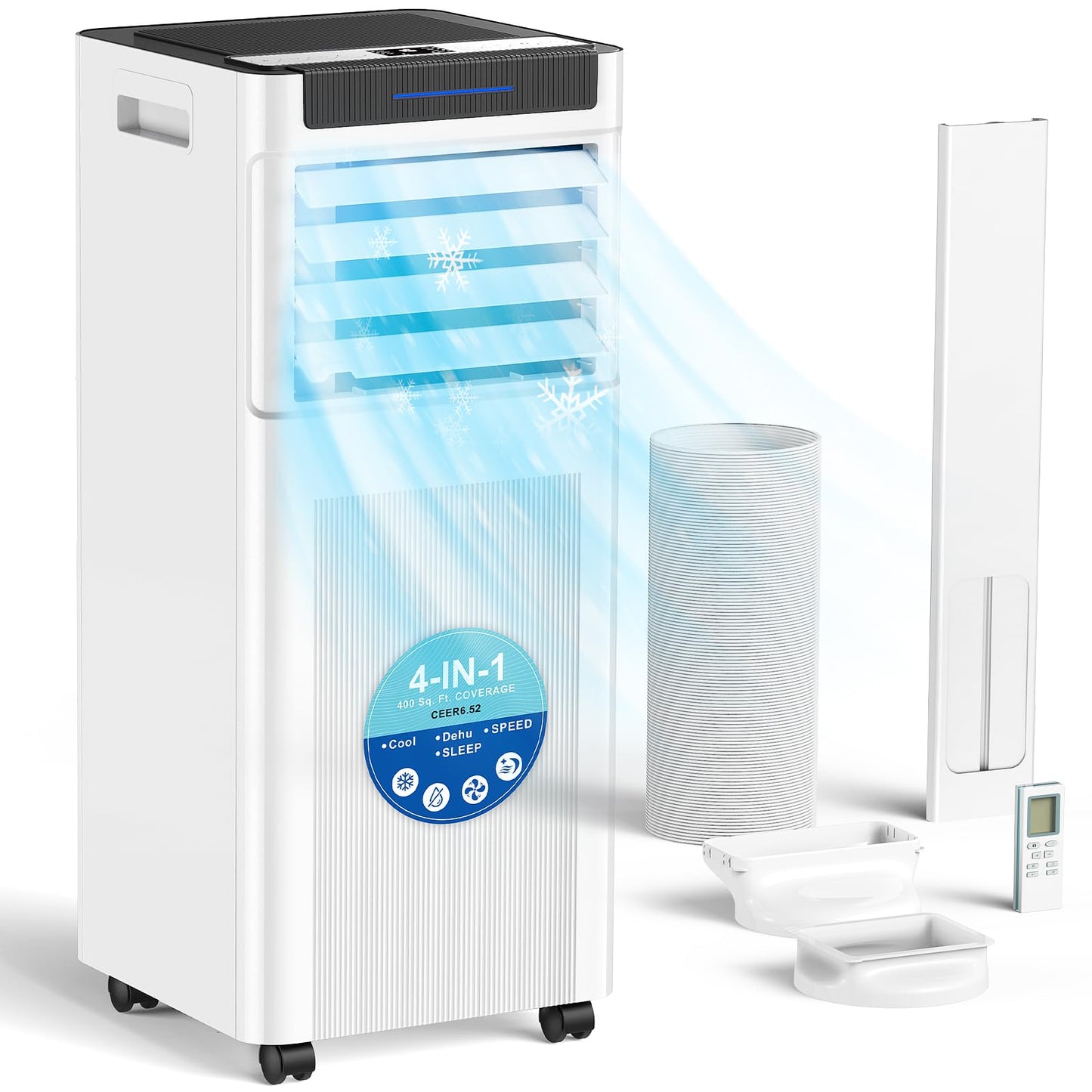 10000 BTU Portable Air Conditioners, Portable AC up to 450 Sq.Ft,4 in 1 Portable AC Unit with Cool,Dehumidifier,Fan Modes&Sleep,Remote Control&24H Timer,AC Unit for Bedrooms