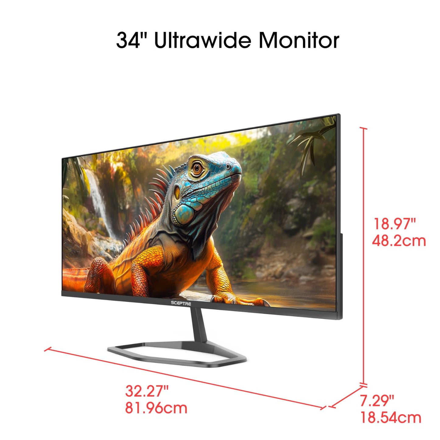 New! Sceptre 34-inch Prime Monitor 3440 x 1440 up to 115Hz 103% sRGB DisplayPort HDMI Build-in Speakers, Machine Black 2026 (E345W Series)