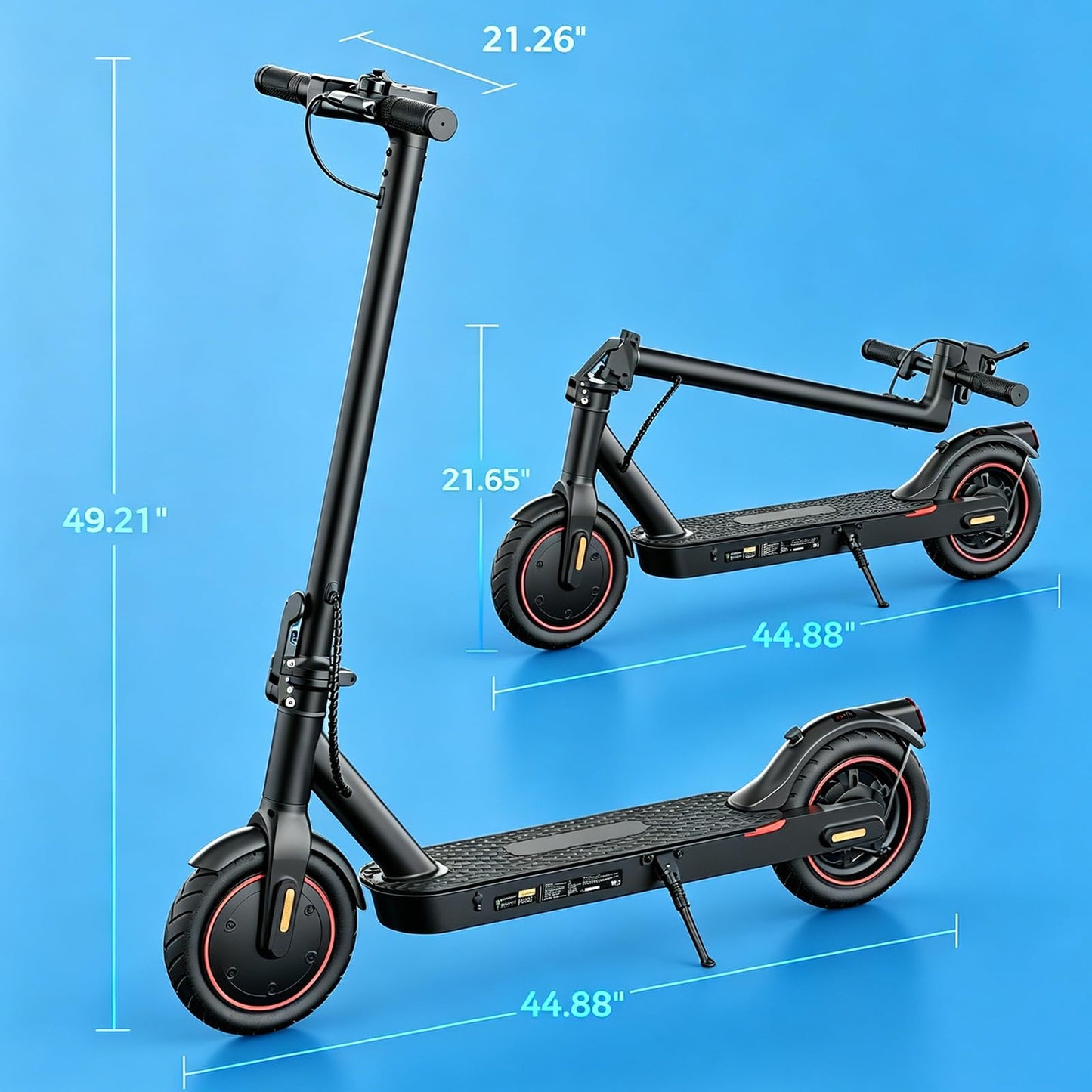 HopCycle Electric Scooters - Electric Scooter Adults, 1200W/1000W/500W Motor, 28/25/21/18 MPH Top Speed, 10''/8.5'' Tires, 28/25/23/21Miles, APP Control E Scooter for Teens E-Black