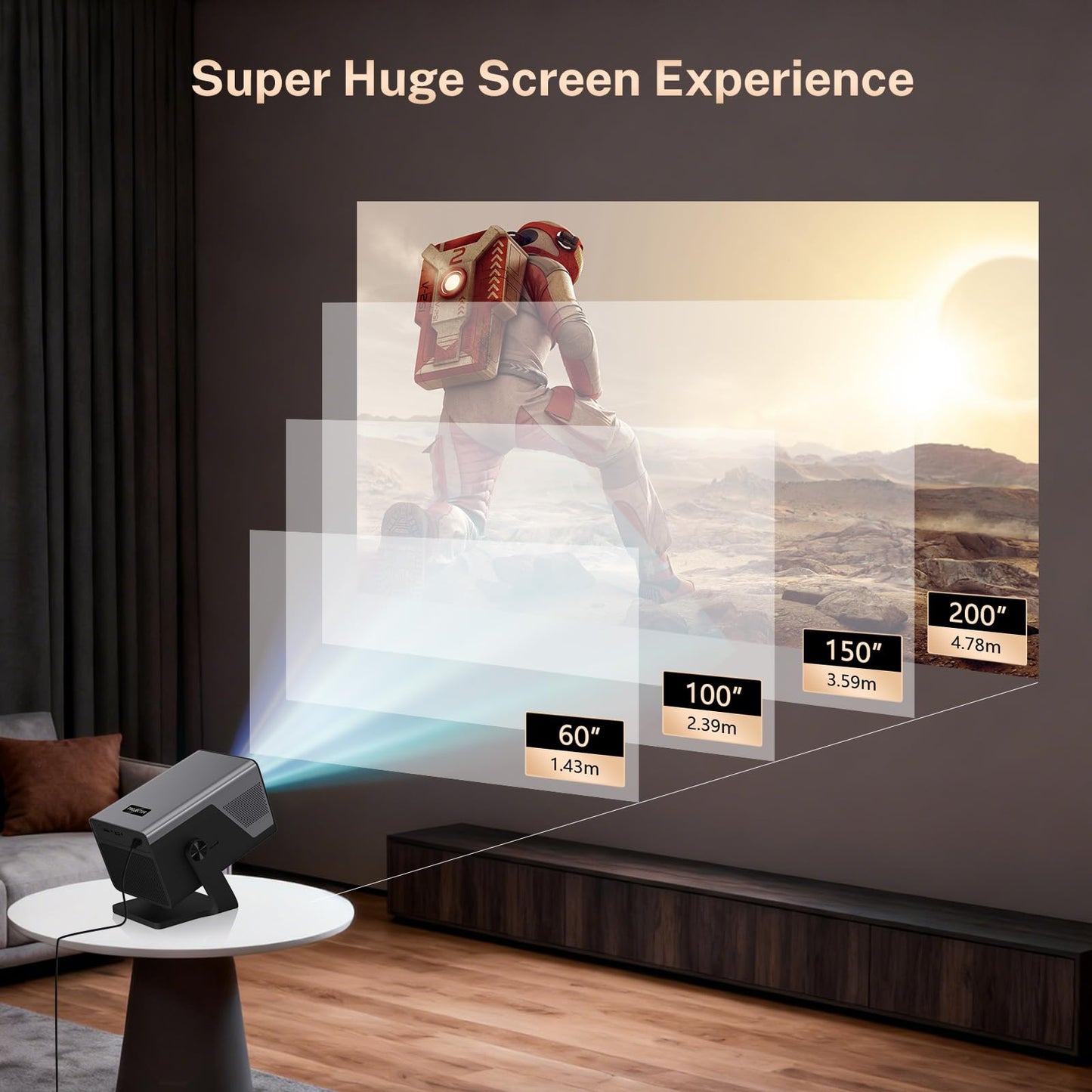 [4K Support/2000 ANSI/AI Visual Calibration] Native 1080P UHD Projector with Android 14 OS, X7 Smart Projector with Hi-Res Audio, Auto Focus&Keystone,WiFi 6&Bluetooth 5.4, 200" Screen for Home Outdoor