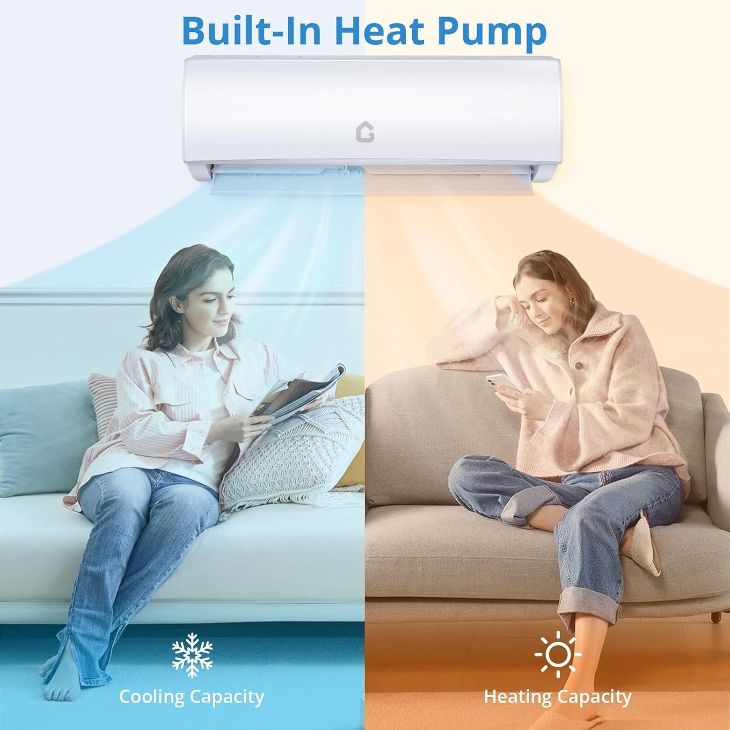 Garvee 12000 BTU Mini Split AC/Heating System, 21 SEER2 115V WIFI Enabled Energy Efficient Mini Split Air Conditioner,Wall-Mounted Split AC Unit,Cools Up to 750 Sq.Ft, Heat Pump & Installation Kits
