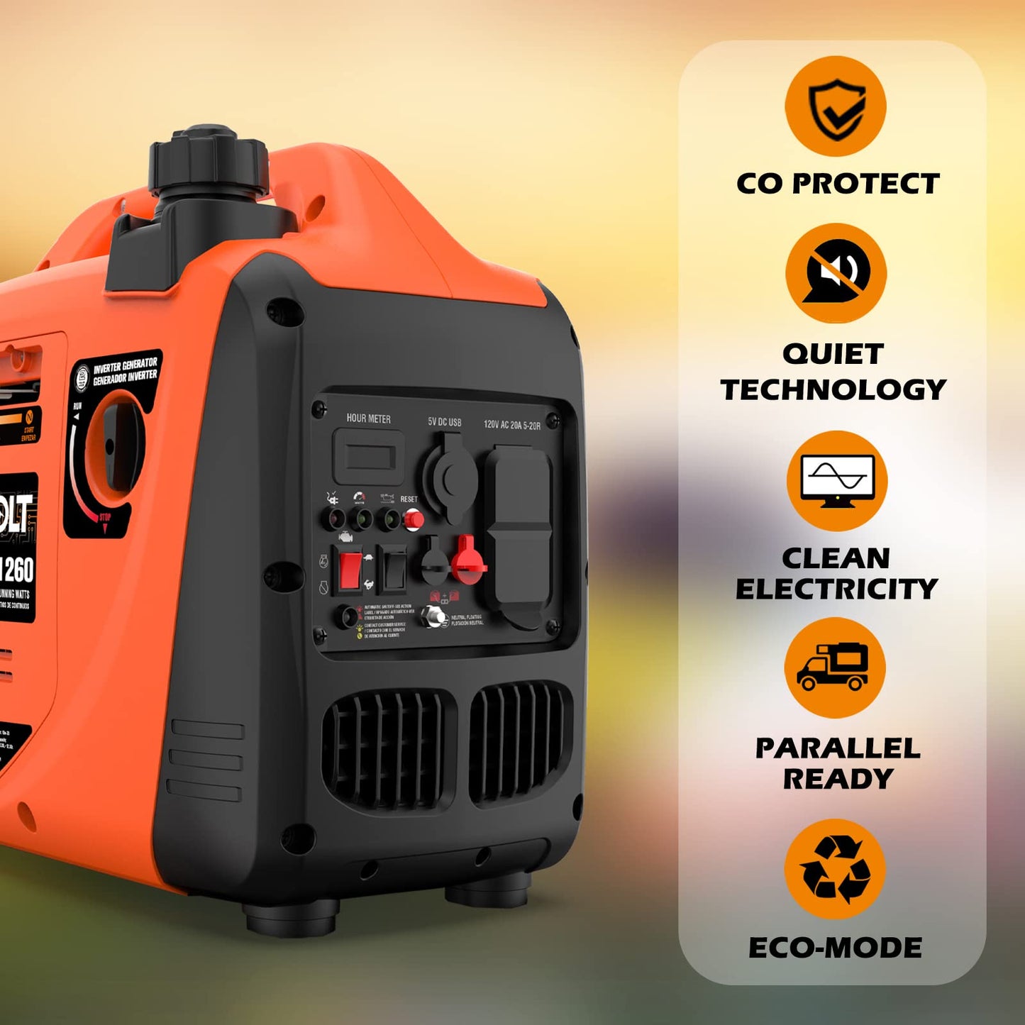 AIVOLT 1600W Super Quiet Inverter Generator, Ultra Lightweight Gas Powered Portable Generator for Camping & Home Use, EPA Compliant