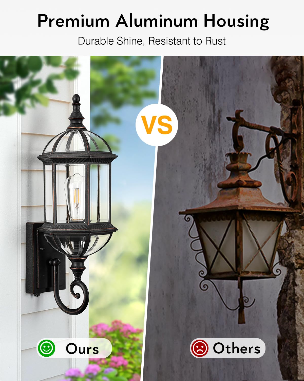 VIANIS Outdoor Wall Lights, 22in Oil Rubbed Bronze, Tempered Beveled Glass, Waterproof, Model V81581B2