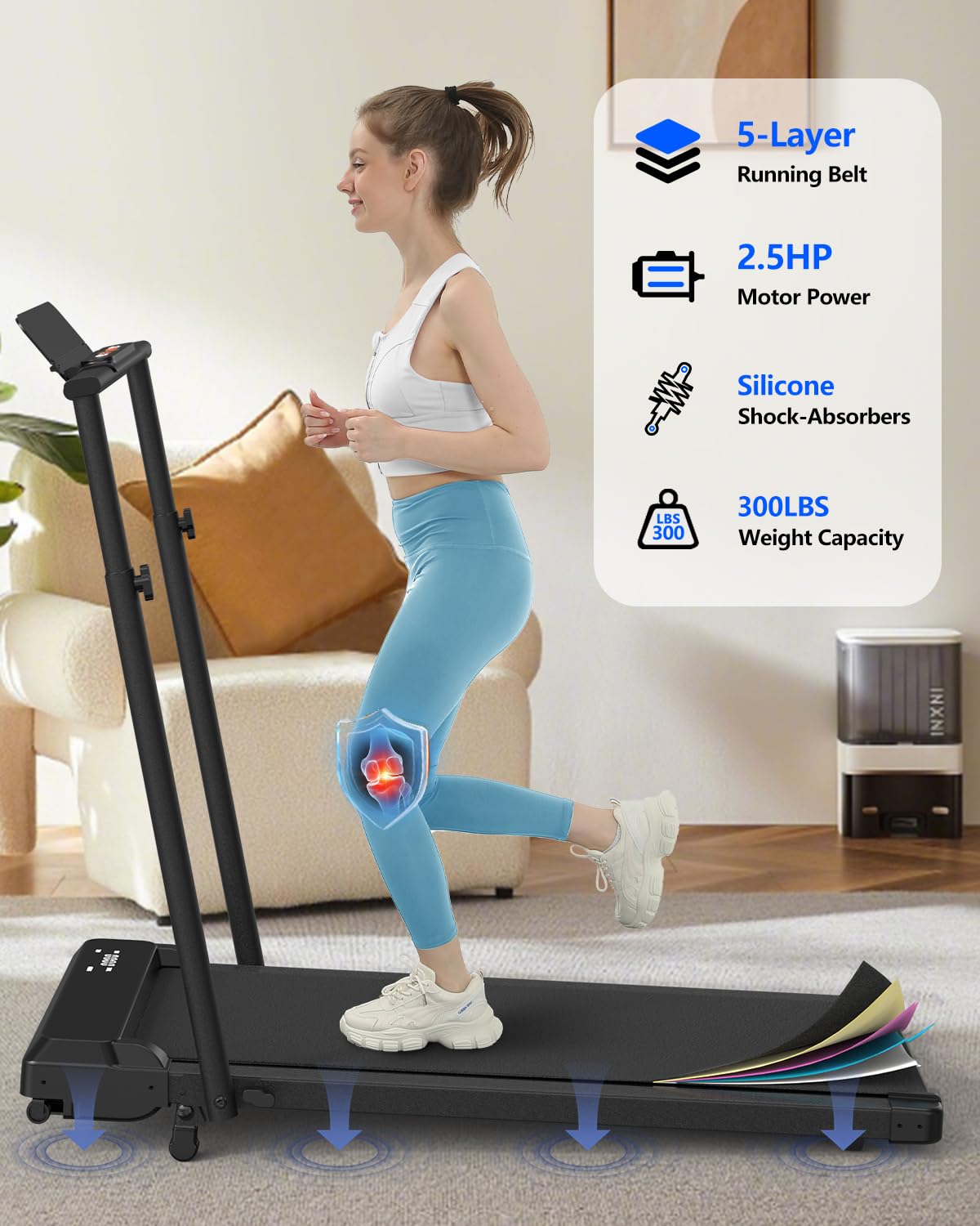 Walking Pad Treadmill with Incline,Walking Pad 300 Lb Capacity with Handle Bar, 3 in 1 Foldable Under Desk Treadmills for Home Small Office