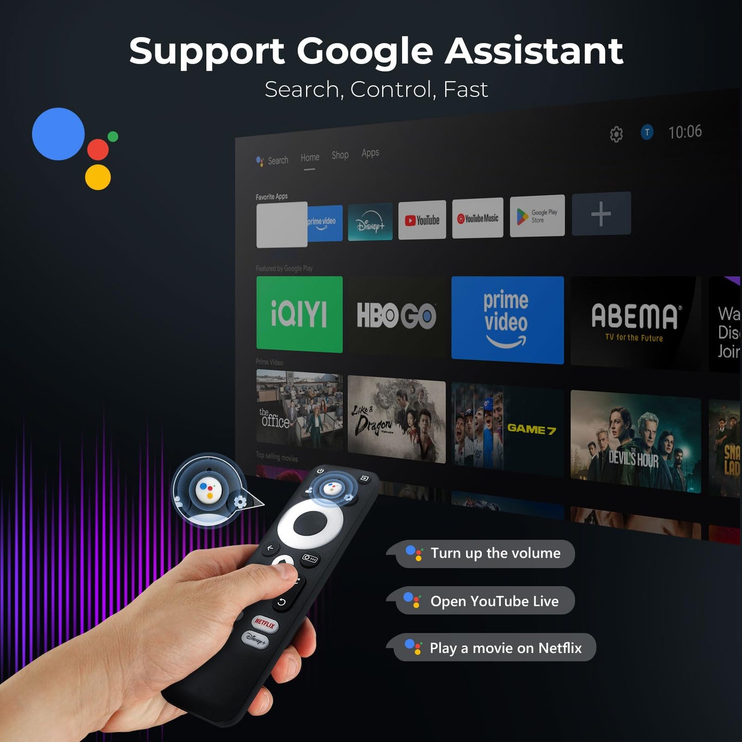 Outdoor-Projector-4K [Built-in Google TV/180°Rotatable Stand/Voice Control/E-Focus],Sovboi Smart-Movie-Projector with WiFi6 and Bluetooth, 2500 Brightness Portable-Proyector for 10,000+ Streaming Apps