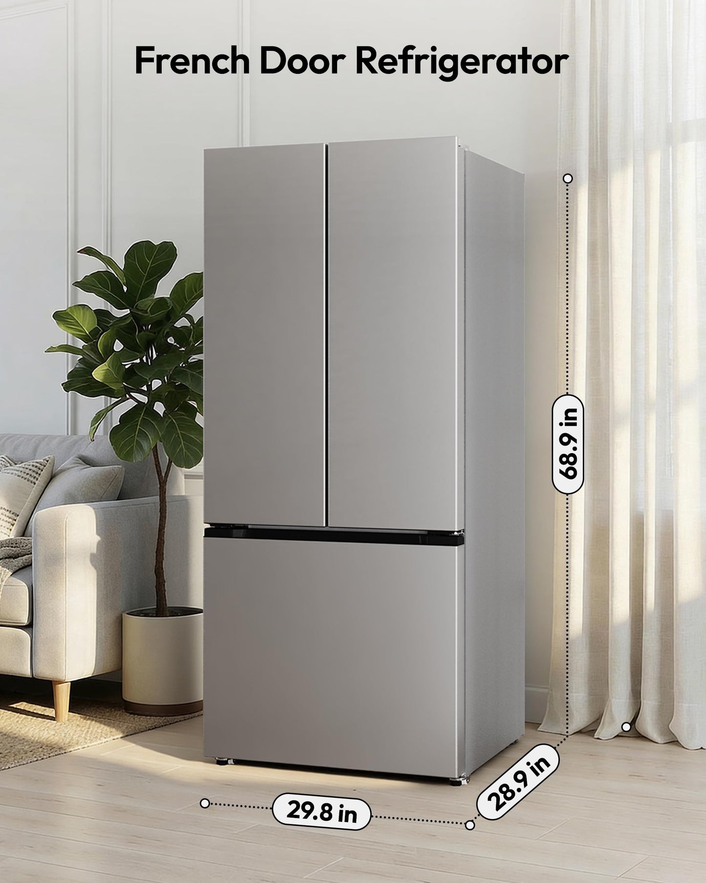 ICEVIVAL 18 Cu.Ft French Door Refrigerator with Freezer Drawer – Frost Free, UL Certified, Side by Side Fridge with Door Ajar Alarm & 3 Smart Modes