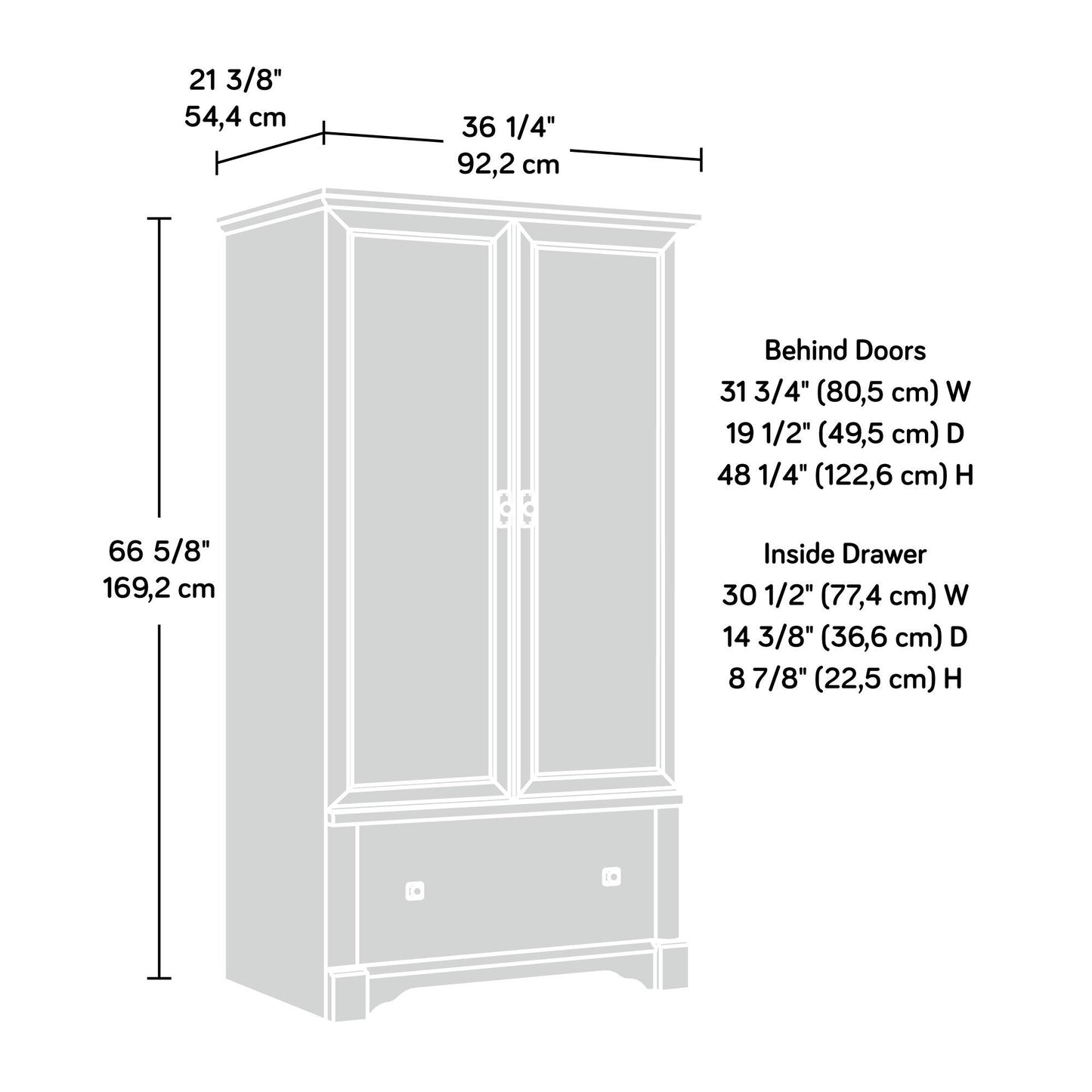 Sauder Palladia Armoire, Vintage Oak finish
