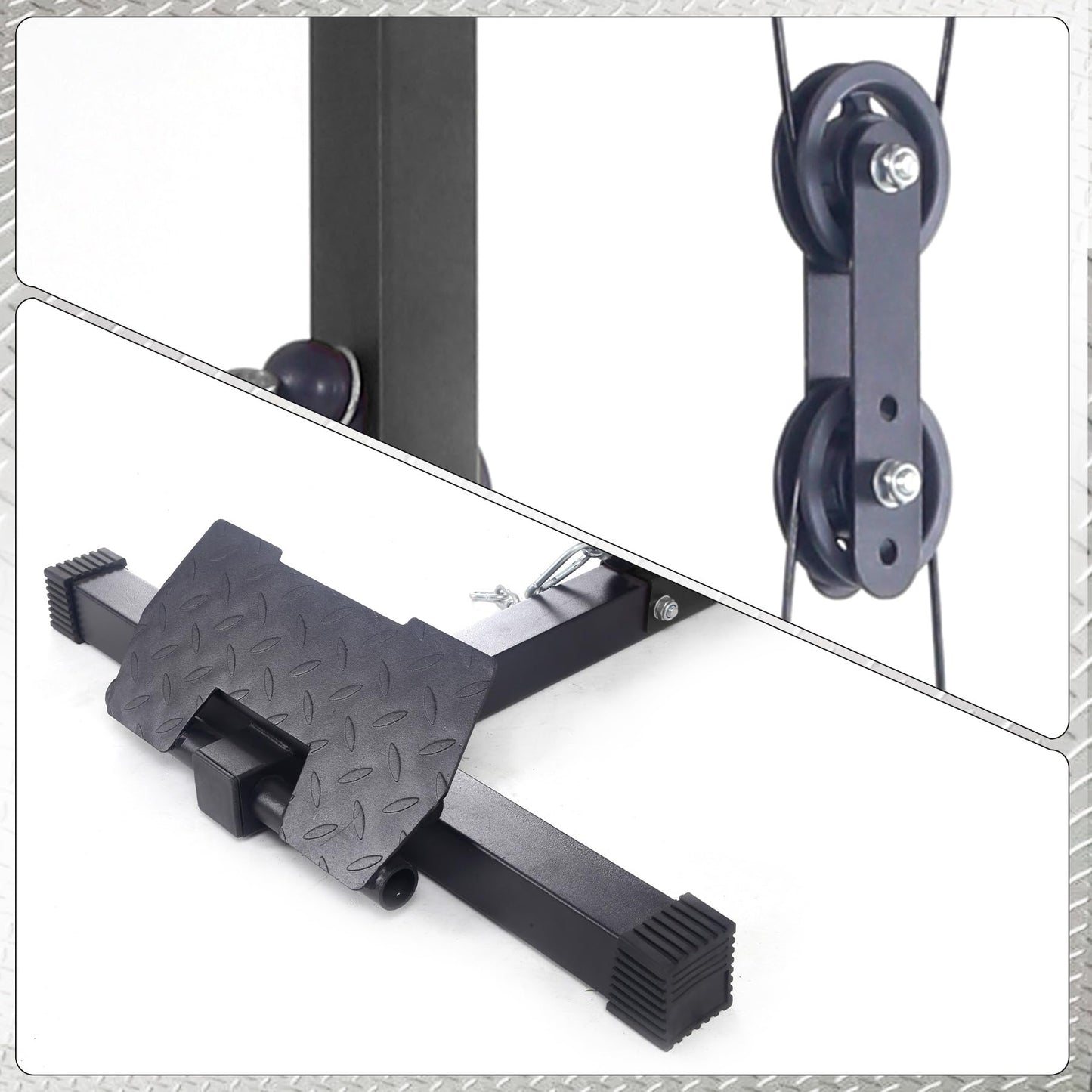 LAT Pulldown Machine, Cable Machine Home Gym with High and Low Pulley Station, Tricep Workout Equipment with Adjustable Leg Support