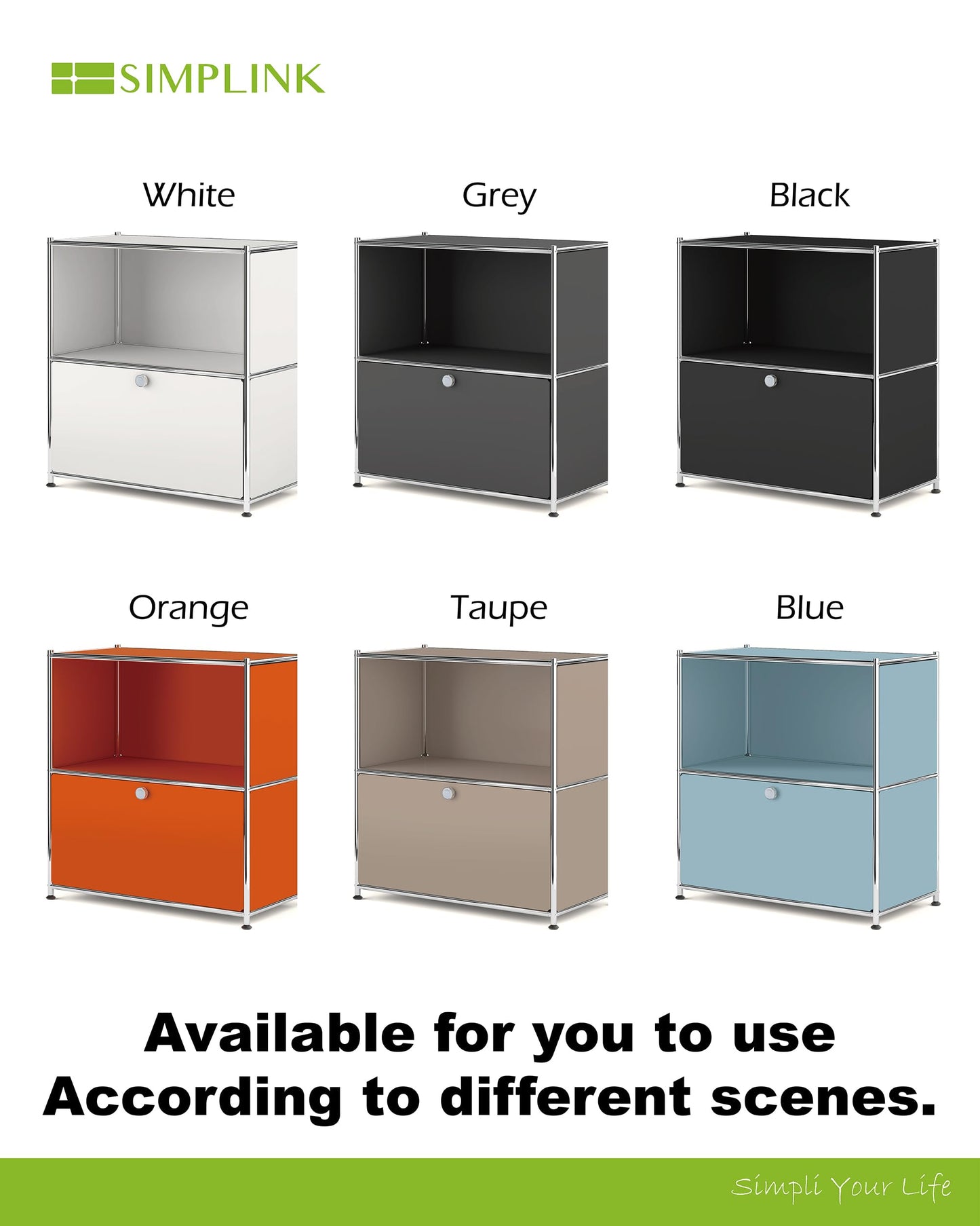 Simplink 32.5-Inch Flip-Top Storage Cabinet with Detachable Wheels, Metal Side Table and Small Sideboard Cabinet for Living Room, Bedroom, Office, Orange