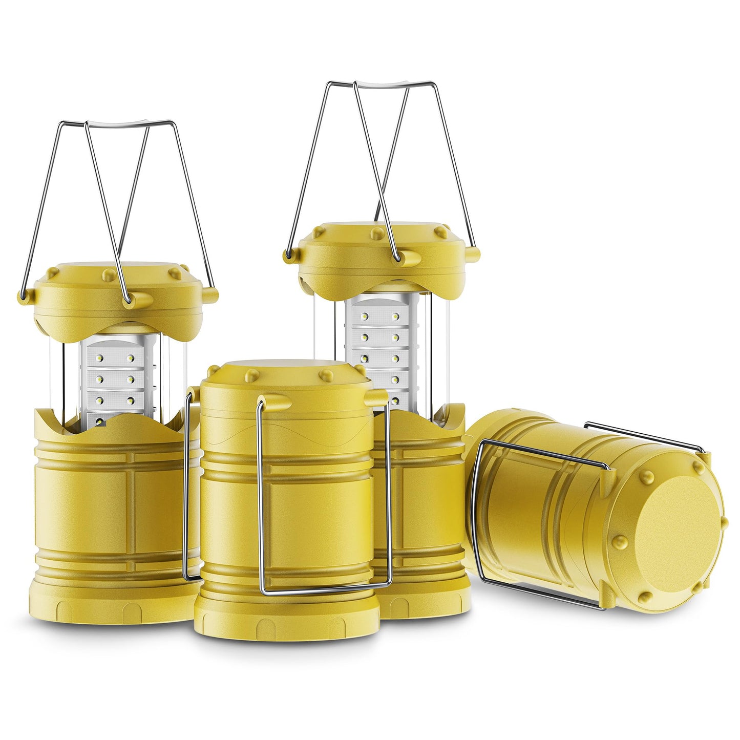 Lichamp LED Camping Lanterns 4 Pack, Battery Powered, Collapsible Flashlight, Medium Size, Yellow, Model A4YL