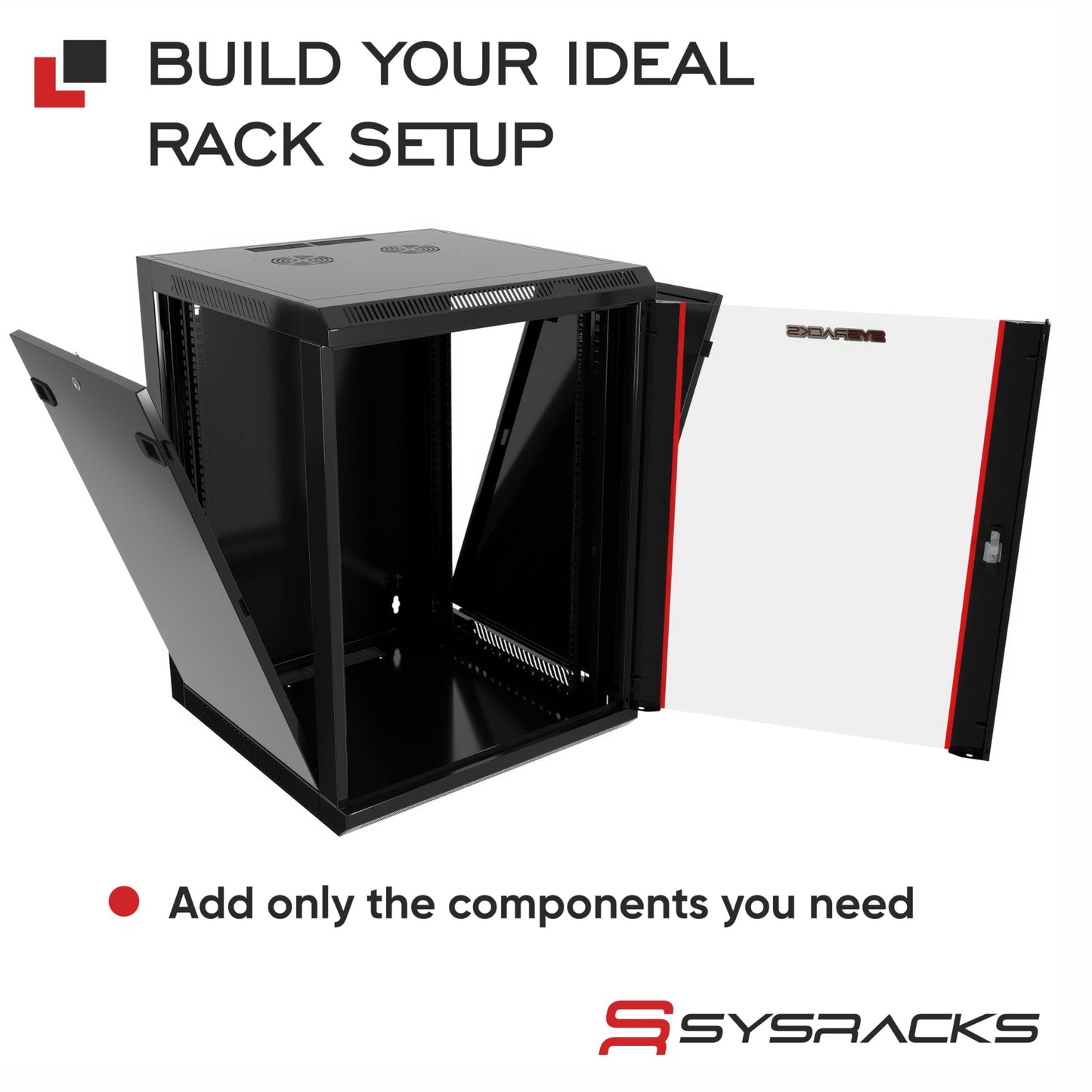 12U Wall Mount Home Lab Server Rack – 19" Locking Network Cabinet, 24" Deep Empty Rack Enclosure for Routers, NAS, Switches and Home Network Equipment