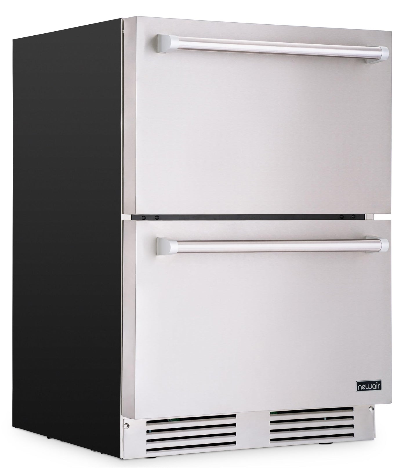 NewAir 24” Dual Zone Outdoor Beverage Fridge and Freezer | Freestanding or Built-In Under counter Refrigerator for Outside Patio | Dual Drawers that Refrigerate and Freeze | Stainless Steel