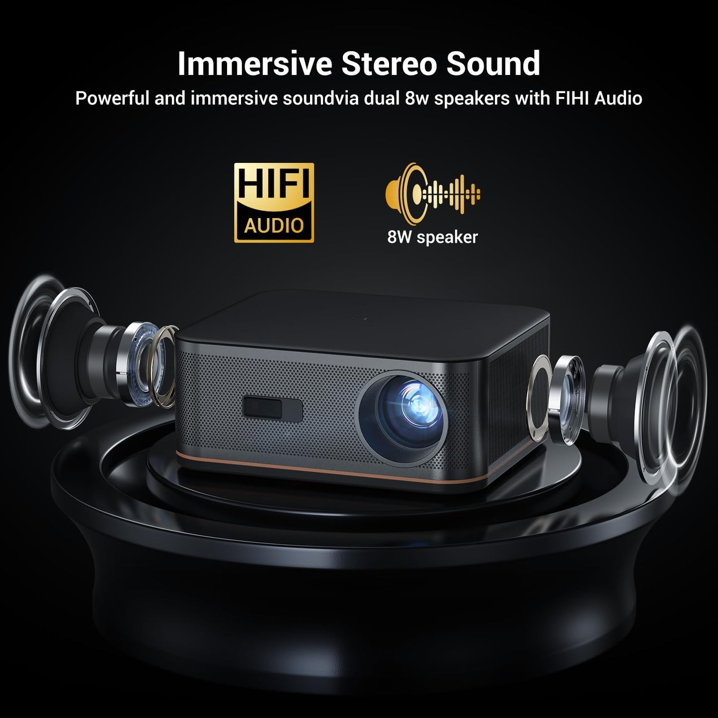2000 ANSI 4K Decoding Projector with WiFi and Bluetooth, HAPPRUN Movie Home Theater with Auto Focus, 300'' Display for Indoor/Outdoor, Smart Proyector Compatible with Phone/TV Stick/PC/PS5