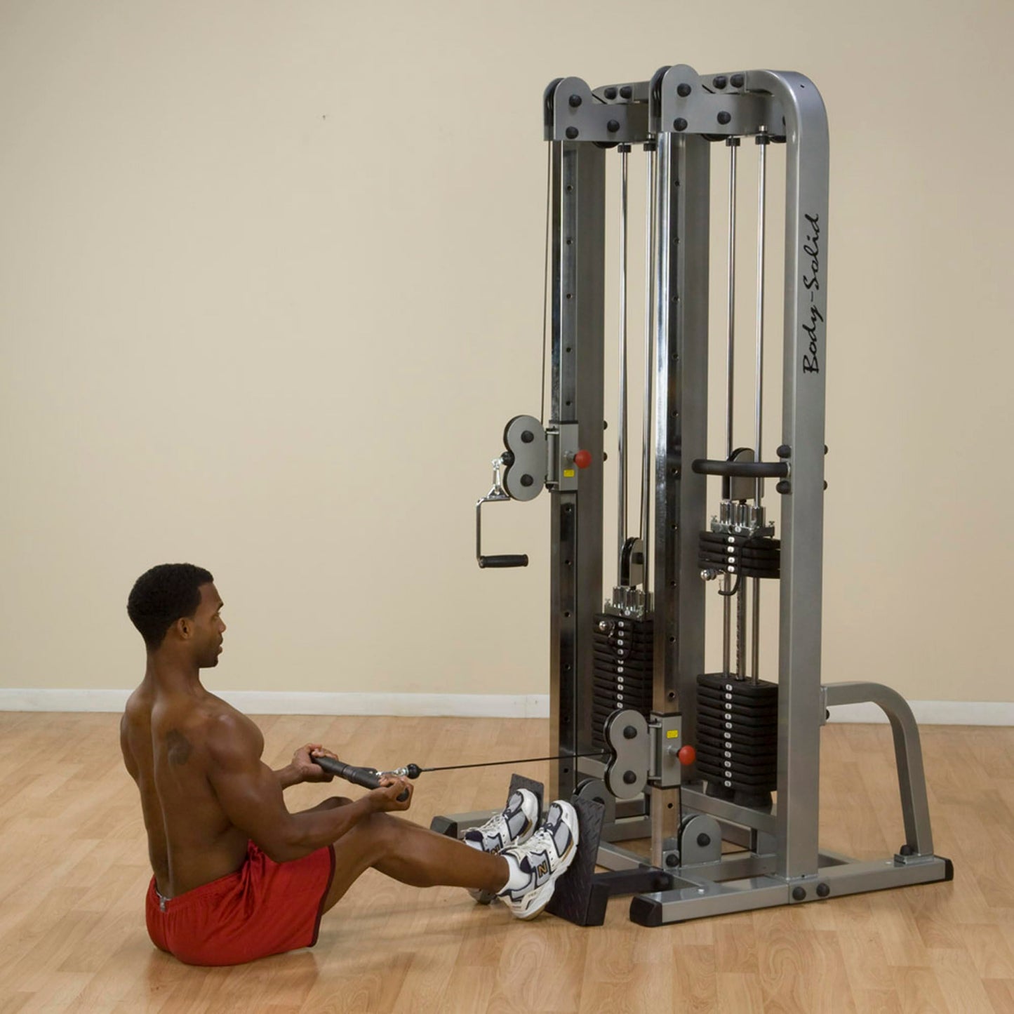 Body-Solid (SDC2000G/2) Pro ClubLine Dual Cable Column with Dual Stacks for Pull Down, Curls and Presses, Vertical Pulley Plate Loaded System for Home and Commercial Fitness Gym, 210 lb Weight Stack