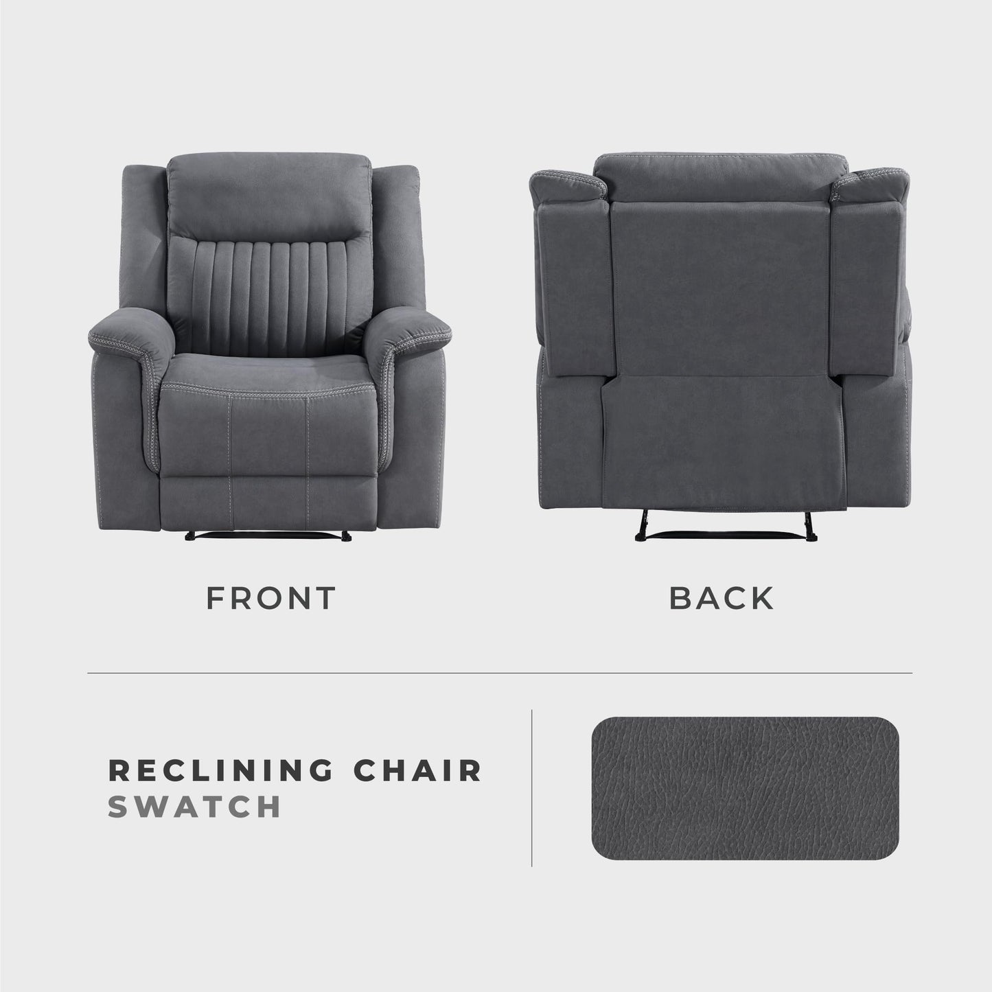 Lexicon Manual Recliner Chair, Polished Microfiber Reclining Sofa Chair, Home Theater Seating, Wall Hugger Manual Recliner for Living Room/Office/Apartment, Gray