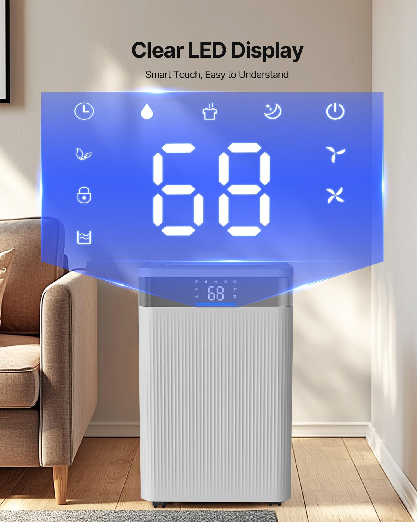 VEVOR 52 Pints Dehumidifier for Home & Basement, 4000 Sq.Ft Large Coverage, Drain Hose for Commercial & Industrial Use, Smart Humidity Control, Low Noise for Warehouses, Bathroom, Bedrooms & Storage