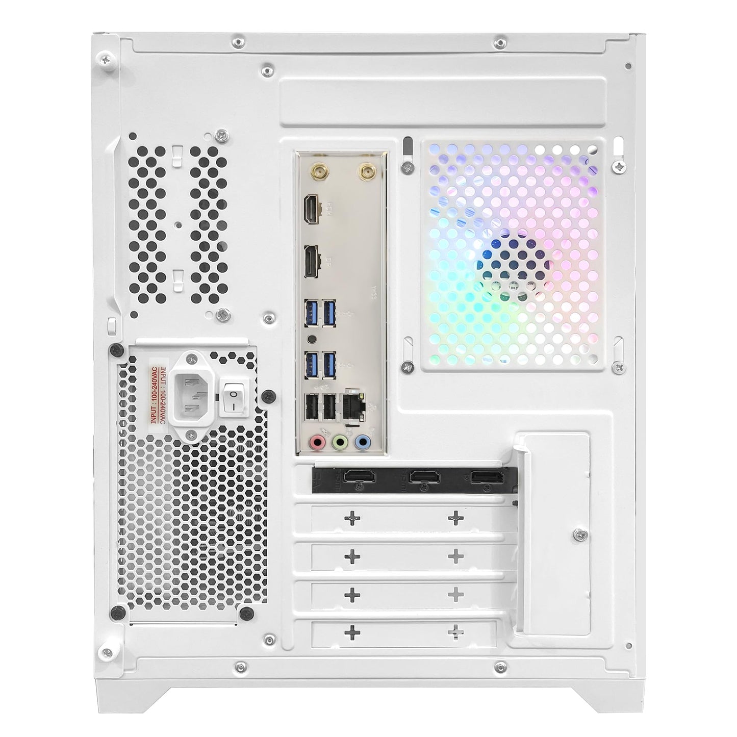 HOENGAGER Gleaming Prebuilt Gaming PC Desktop - AMD Ryzen 7 9700X - GeForce RTX 5060 (8GB) - 32GB DDR5 6000MHz - 1TB PCIe NVMe SSD - White Gaming Case, RGB Fans, Wi-Fi, Win 11