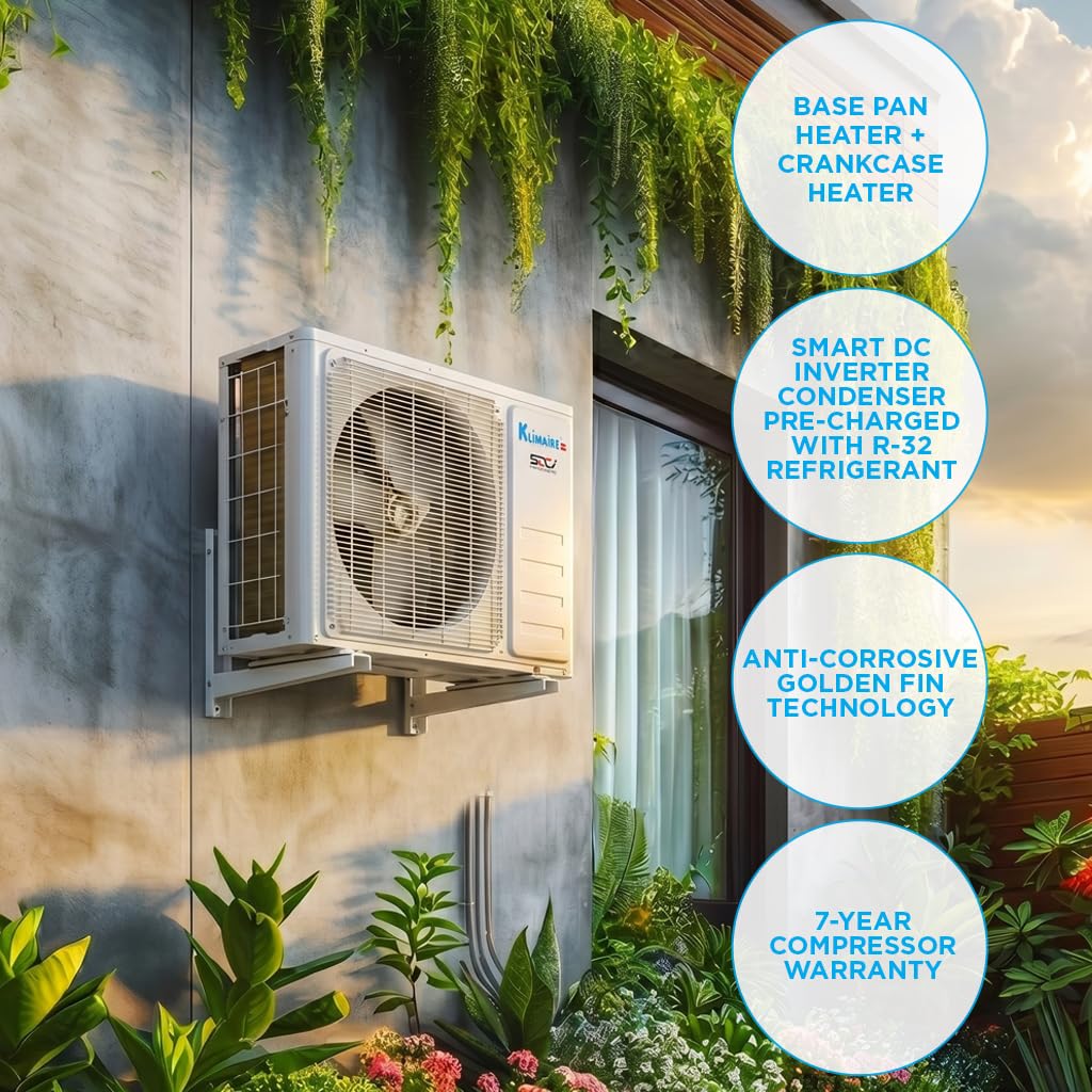 Klimaire Entrada 24,000 BTU 17 SEER2 Ductless Mini-Split Heat Pump Air Conditioner with 16 Ft. Installation Kit & Wall Bracket - 230V