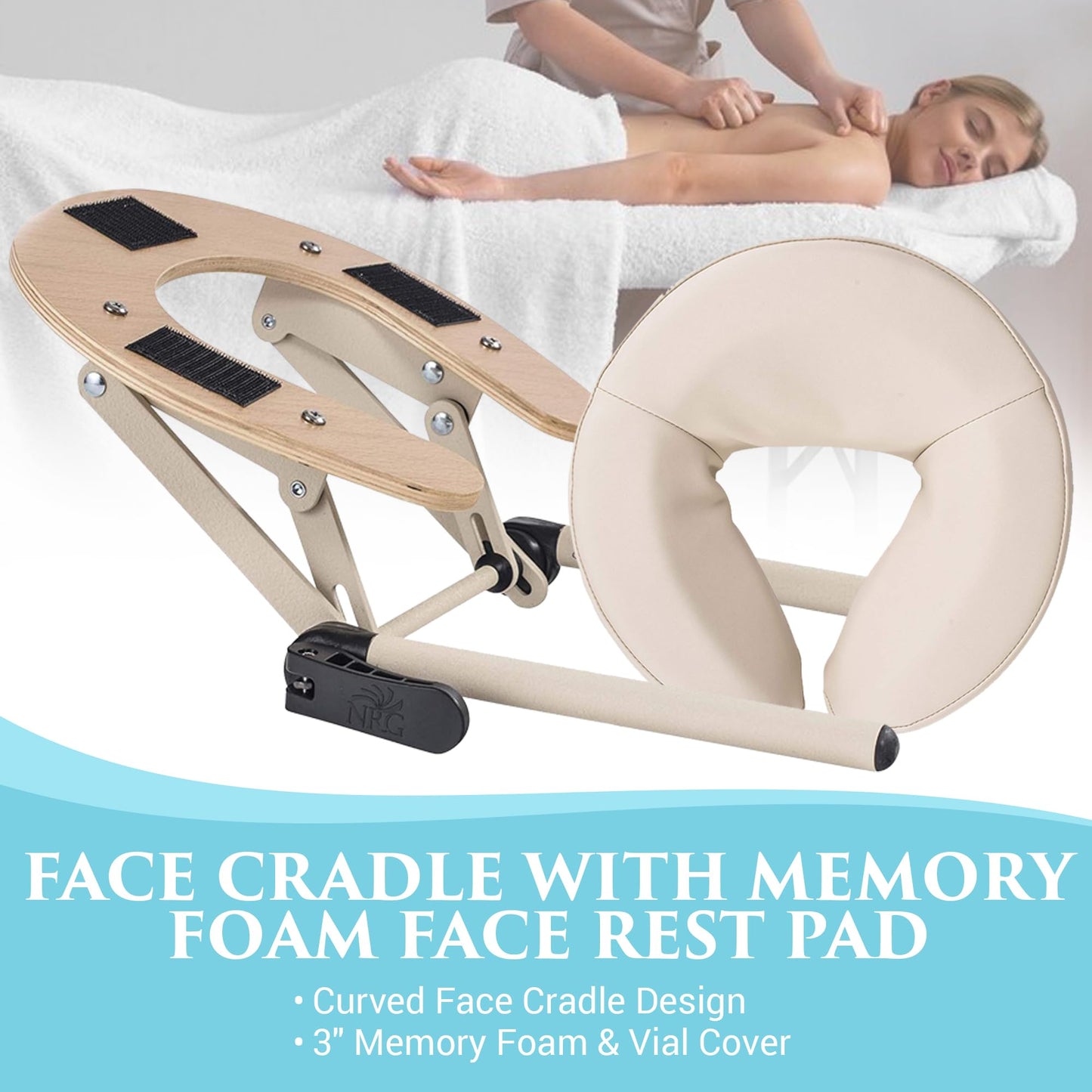 NRG Karma Portable Massage Table Package | Vanilla Cream | Folding Lightweight Massage Bed | Professional Spa Table with Face Cradle, Double Wheel Knobs & Carrying Case