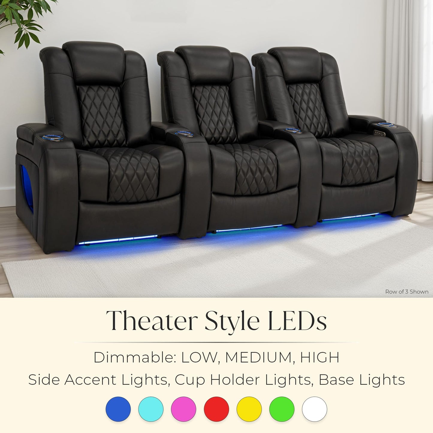Seatcraft Virtuoso LT Black Italian Leather Home Theater Seating, Zero Gravity Power Recliner, Powered Headrest and Lumbar Gaming and Home Office Chair, Heat and Massage Lounge Sofa, Single Recliner