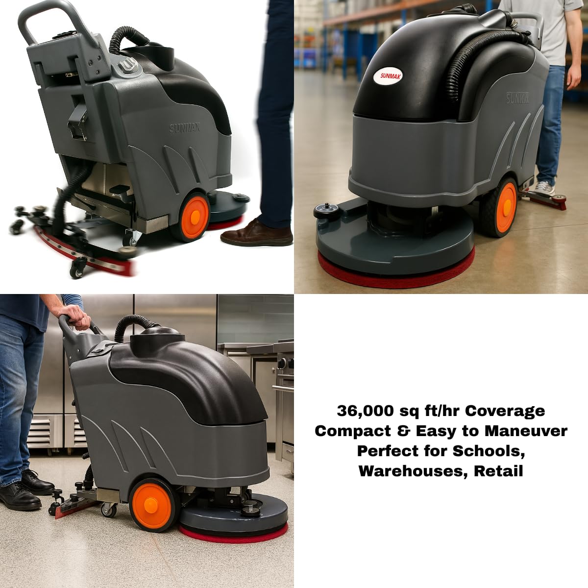 22" Self-Propelled Walk-Behind Floor Scrubber Dryer Machine, Forward/Reverse Drive, 31" Squeegee, 36,000 Sq Ft/H, Commercial Hard Floor Cleaner for Tile, Concrete, Epoxy & Vinyl
