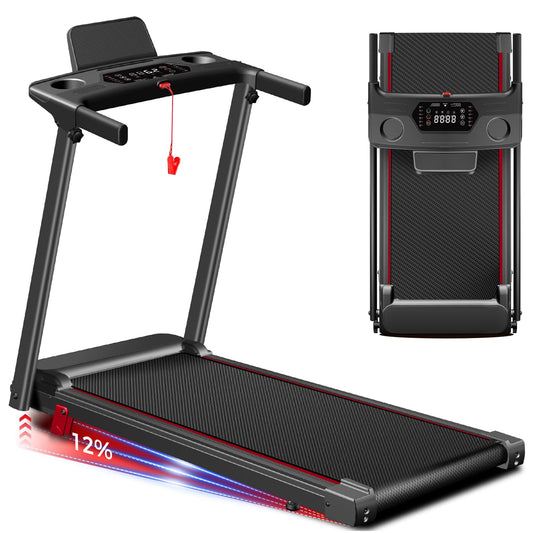 Treadmill with Incline 3-in-1 Portable Treadmills for Home Small, Incline Walking Pad Treadmill with Handle Bar, Walking Pad Foldable with 3.0HP Quiet Brushless, LED Dispay, 300LBS Capacity Black