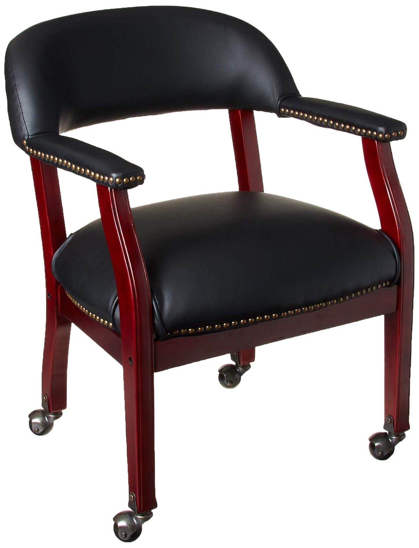 Boss Captain’s Chair In Black Vinyl W/ Casters