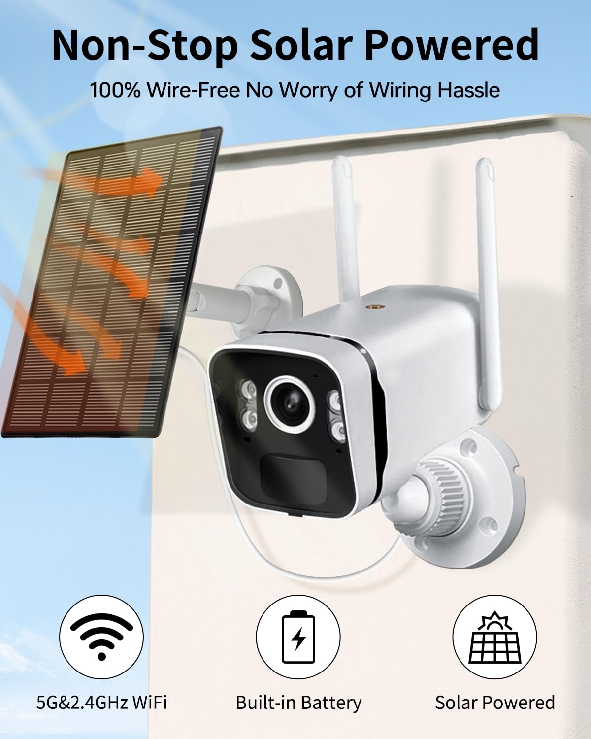 ZHXINSD 4MP Solar Powered Security Camera Outdoor Wireless System with 10" Monitor, 5G/2.4G WiFi 4PCS Outdoor Battery Camera with Solar Panel10CH Home Security System AI Human Detection 2-Way Audio