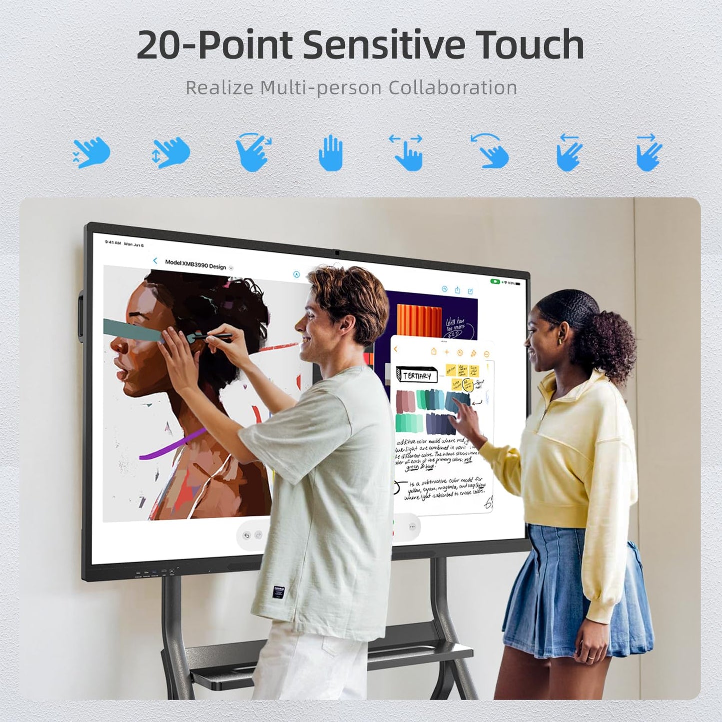 QIXZOCV 55" Smart Board, Interactive Whiteboard, 4K UHD Touch Screen, Android 14, 8+128G, All in One Smartboard for Classroom Office Home (Wall Mount Included)